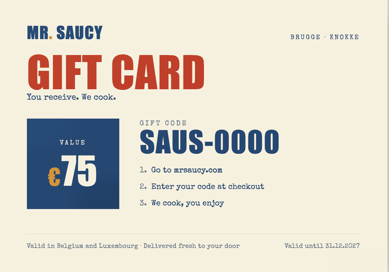 The Mr. Saucy gift card