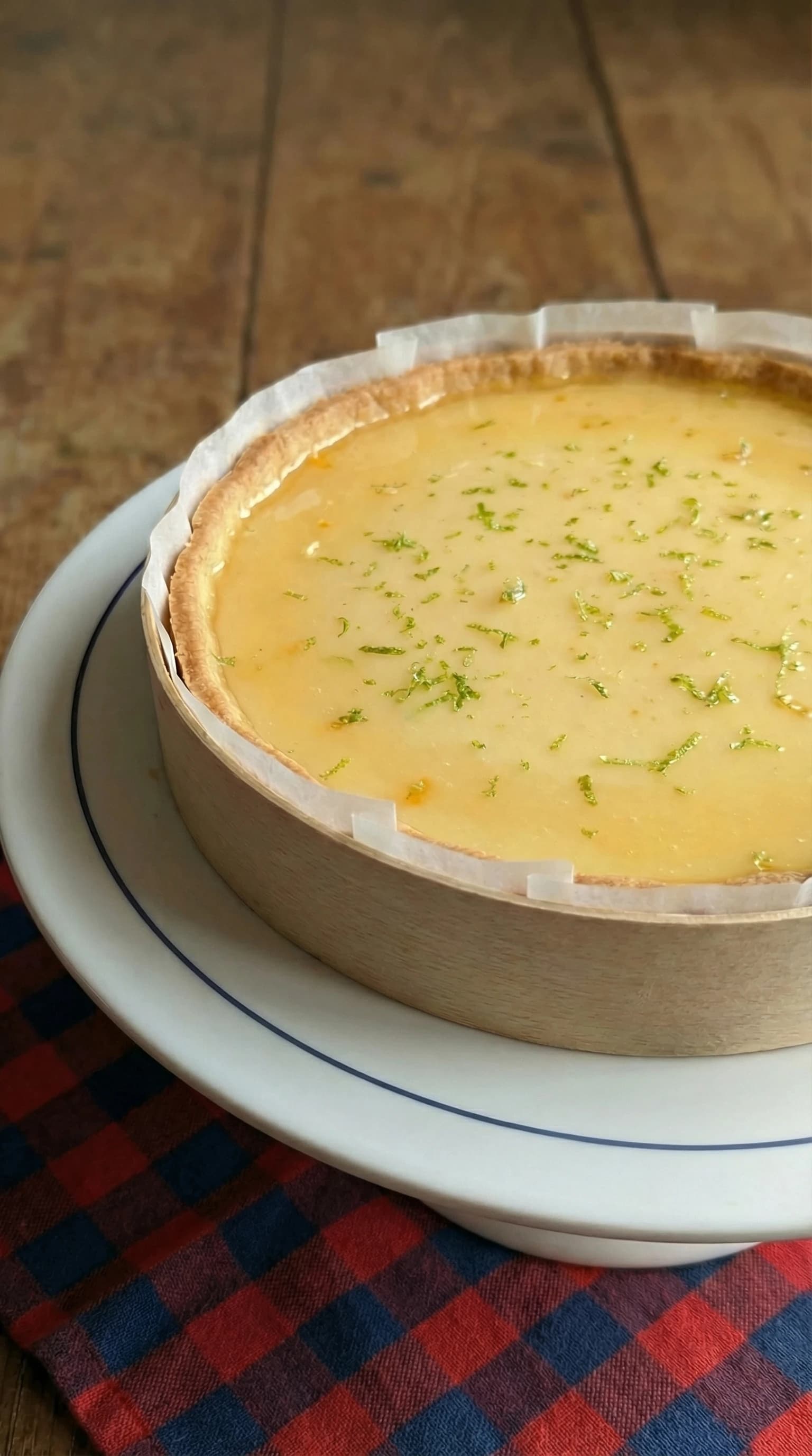 No-Bake Lemon Custard Tart with Apricot Glaze and Lime Zest