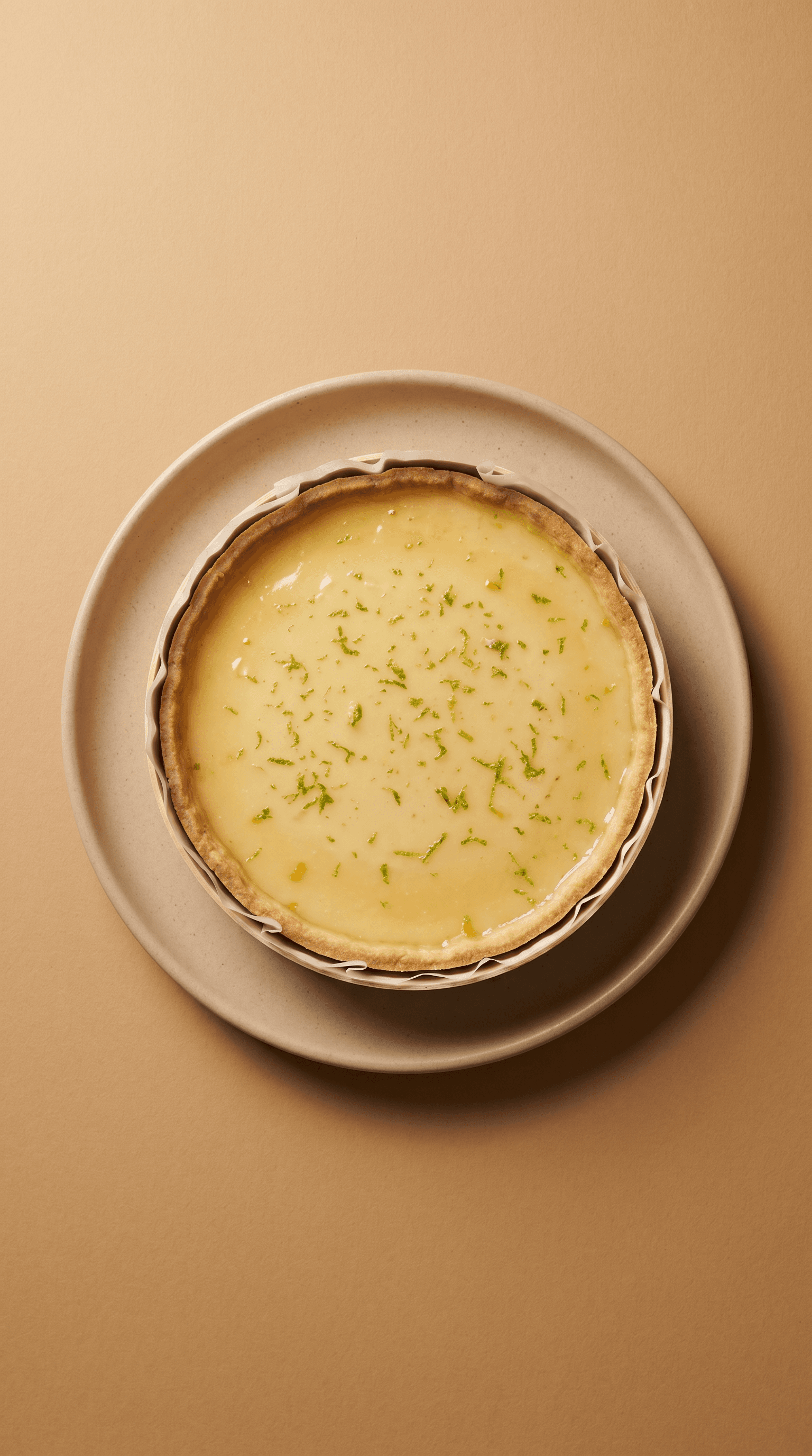 No-Bake Lemon Custard Tart with Apricot Glaze and Lime Zest