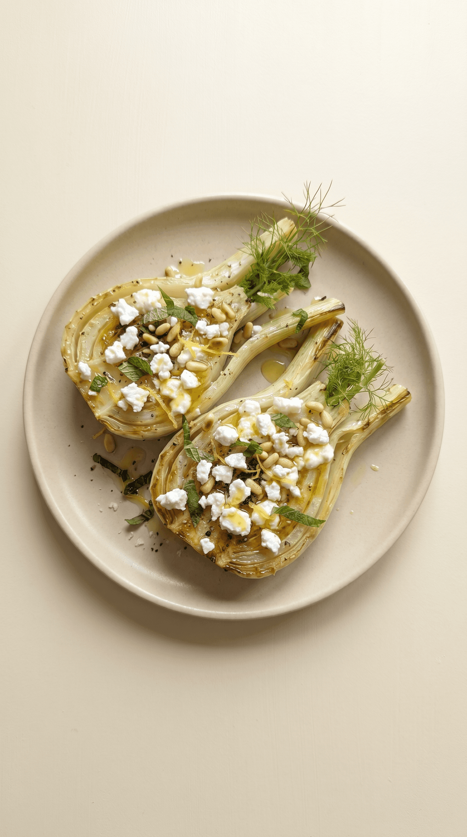 Recipe image: Mediterranean Roasted Fennel with Goat Cheese and Toasted Pine Nuts