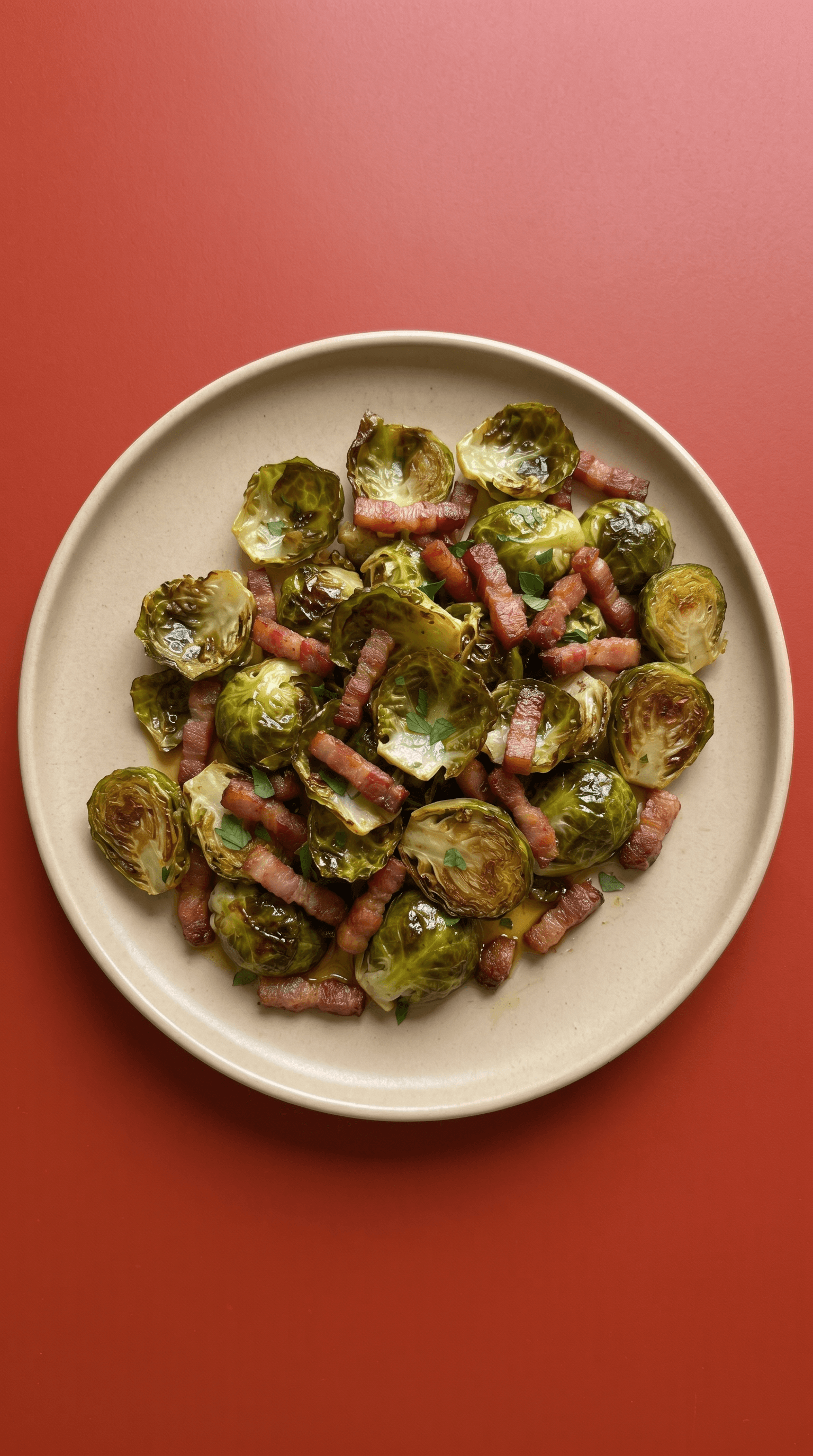 Rustic Lardon-Roasted Brussels Sprouts with Olive Oil and Butter