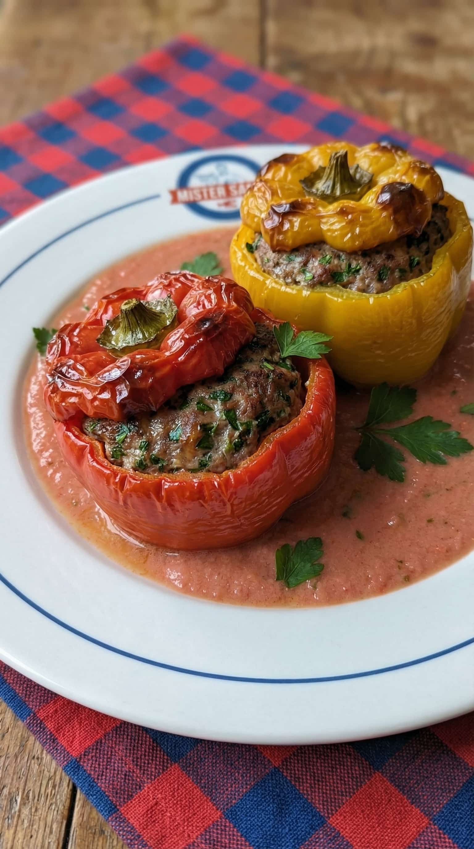 Recipe image: Poivrons Farcis met Gegrilde Tomatensaus