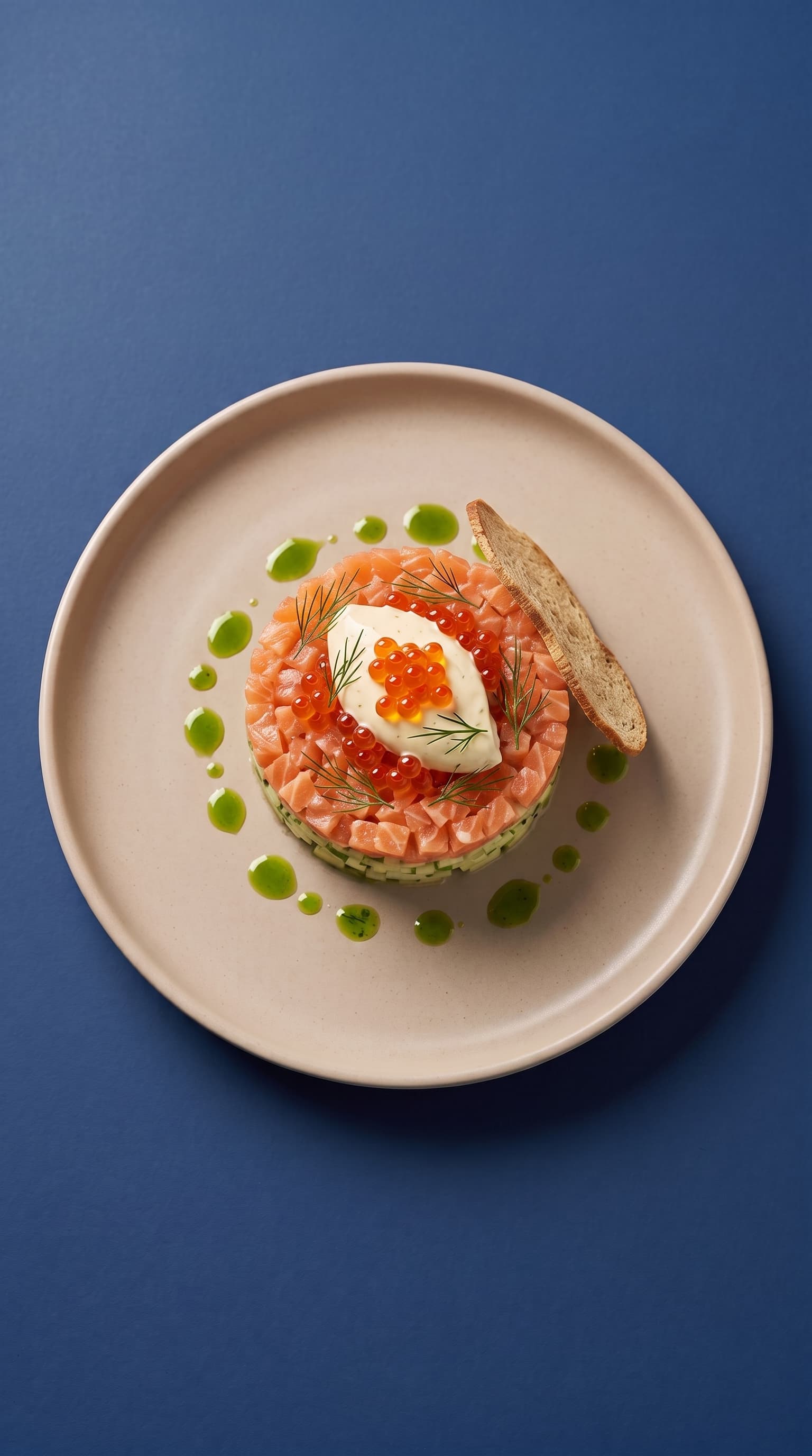 Salmon Tartare Recipe with Cucumber, Apple and Yuzu Cream