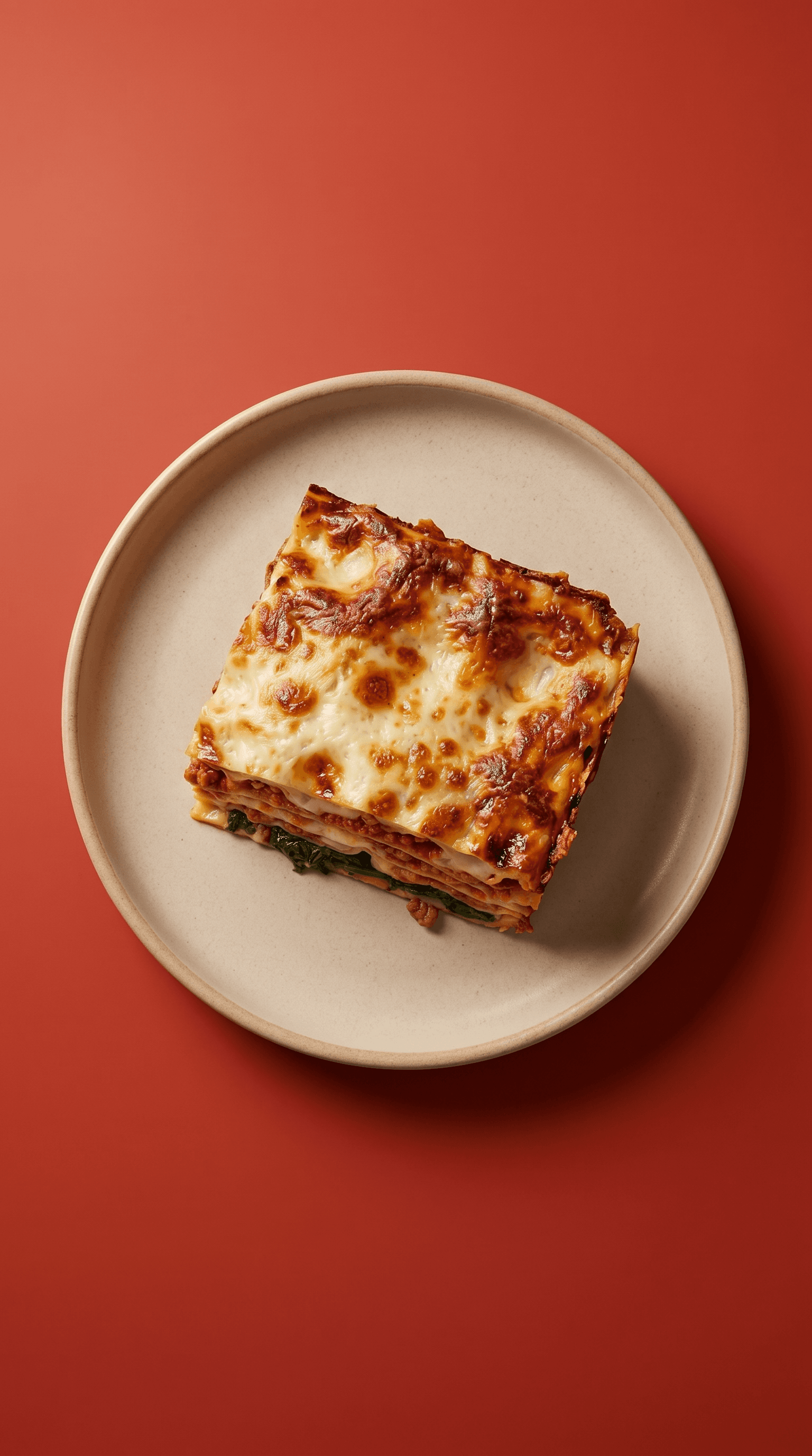 Classical Lasagna alla Bolognese with Spinach and Cooked Ham