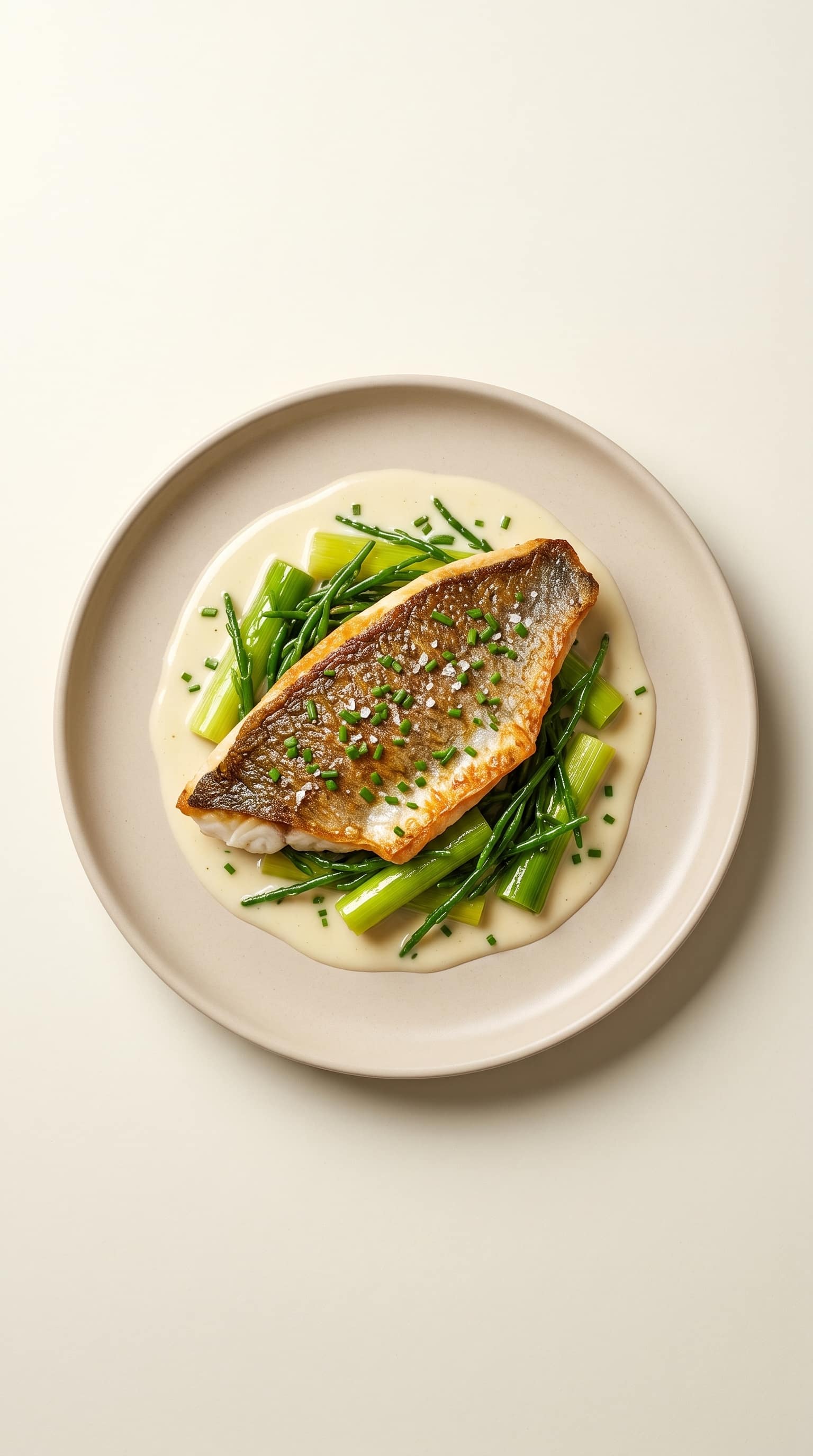 Recipe image: Bar rôti au four, peau croustillante et beurre blanc au pastis