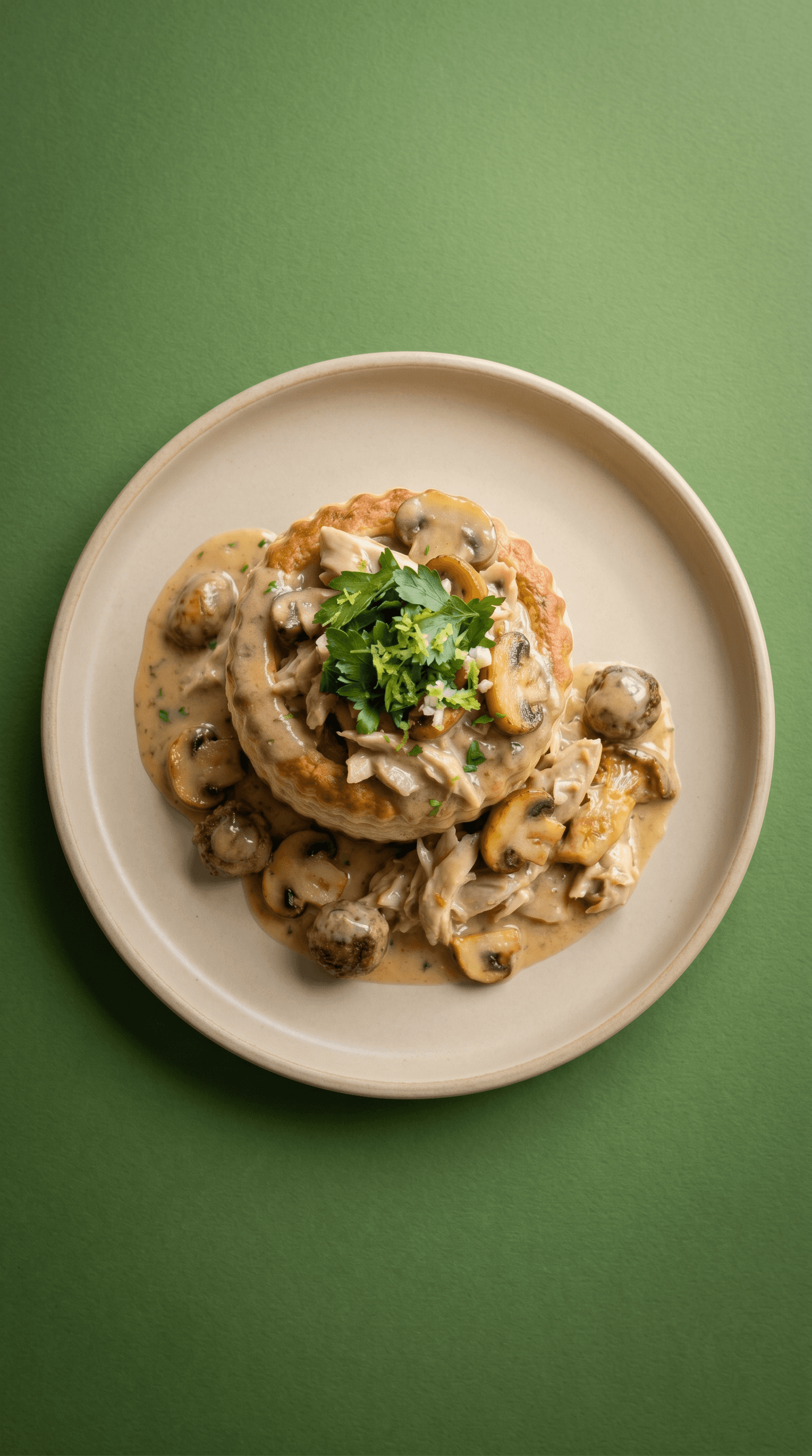 Adobo-Inspired Chicken Vol-au-Vent with Ginger, Cognac, Lemon-Garlic Gremolata and Seared Veal-Pork Meatballs de Mr. Saucy