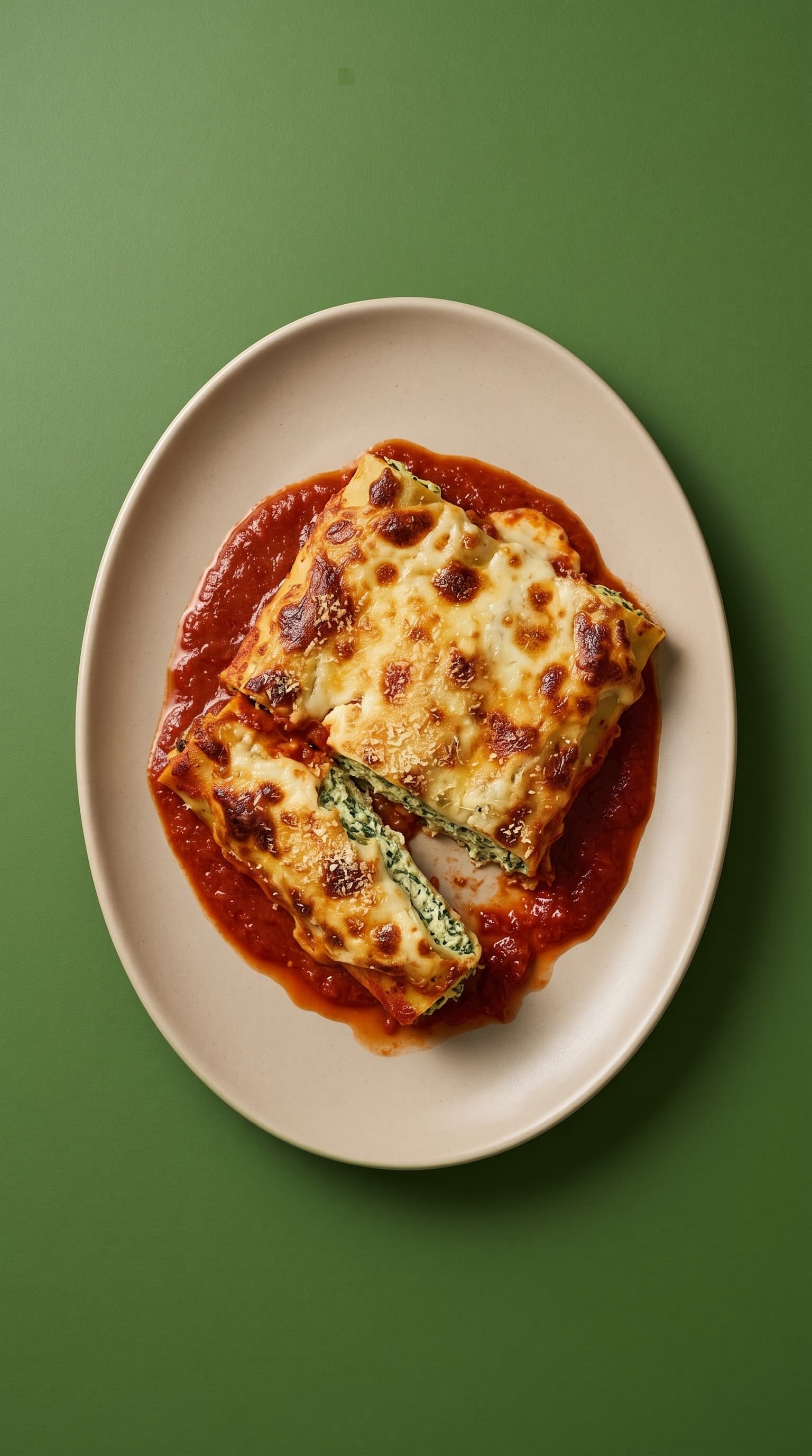 Cannelloni au four, sauce tomate rôtie et parmesan