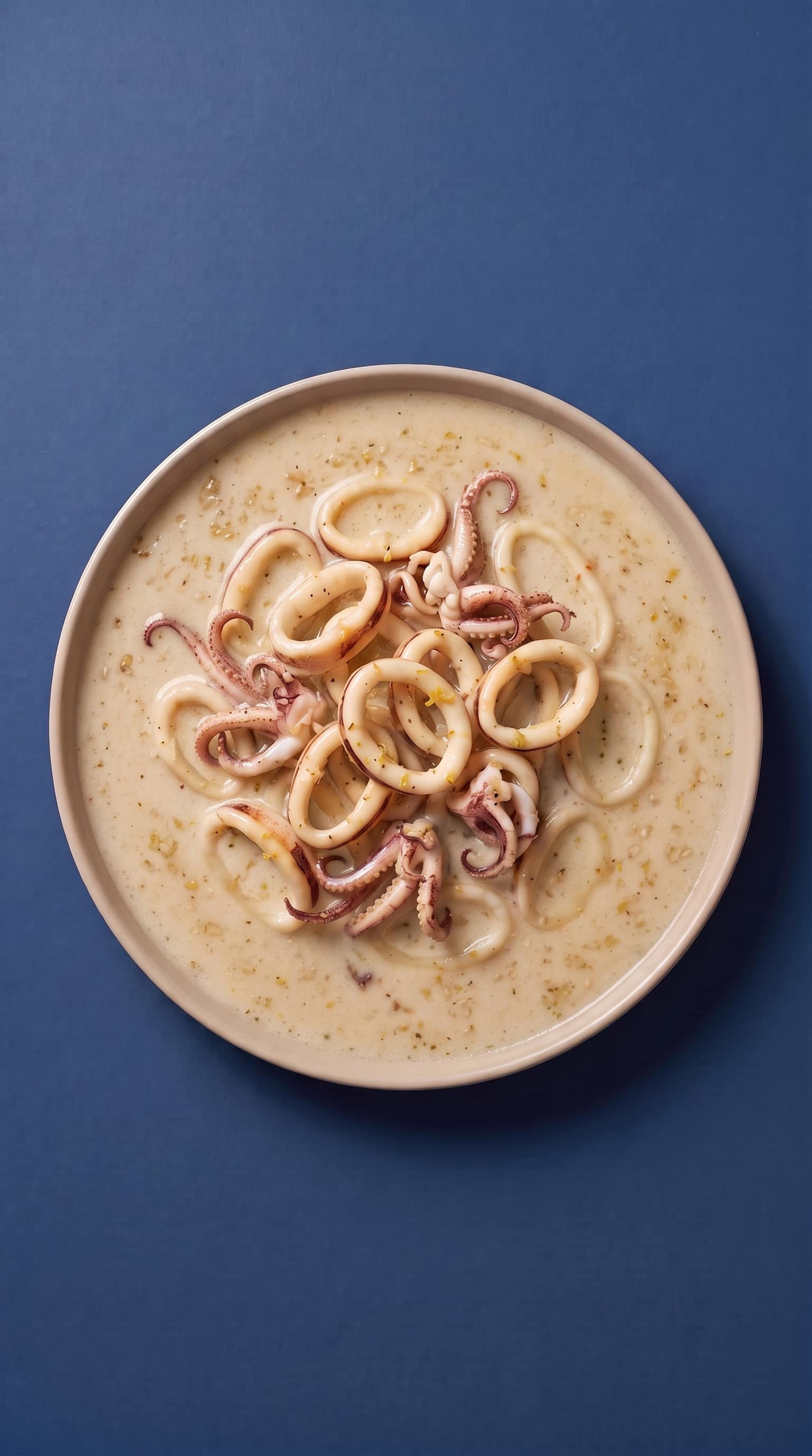 Recipe image: Gestoofde inktvis in witte wijn met knoflook en citroen