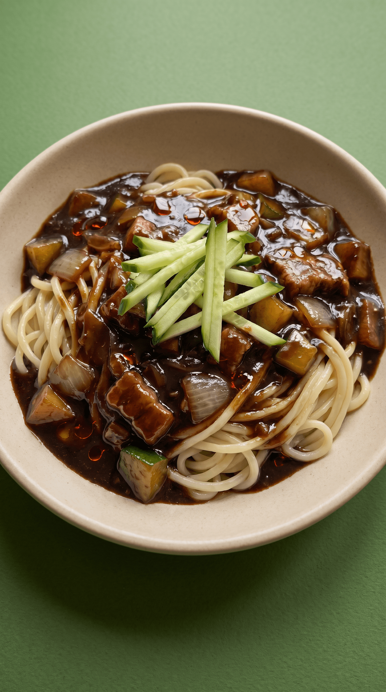 Recipe image: Black Bean Noodles with Pork (Jajangmyeon)
