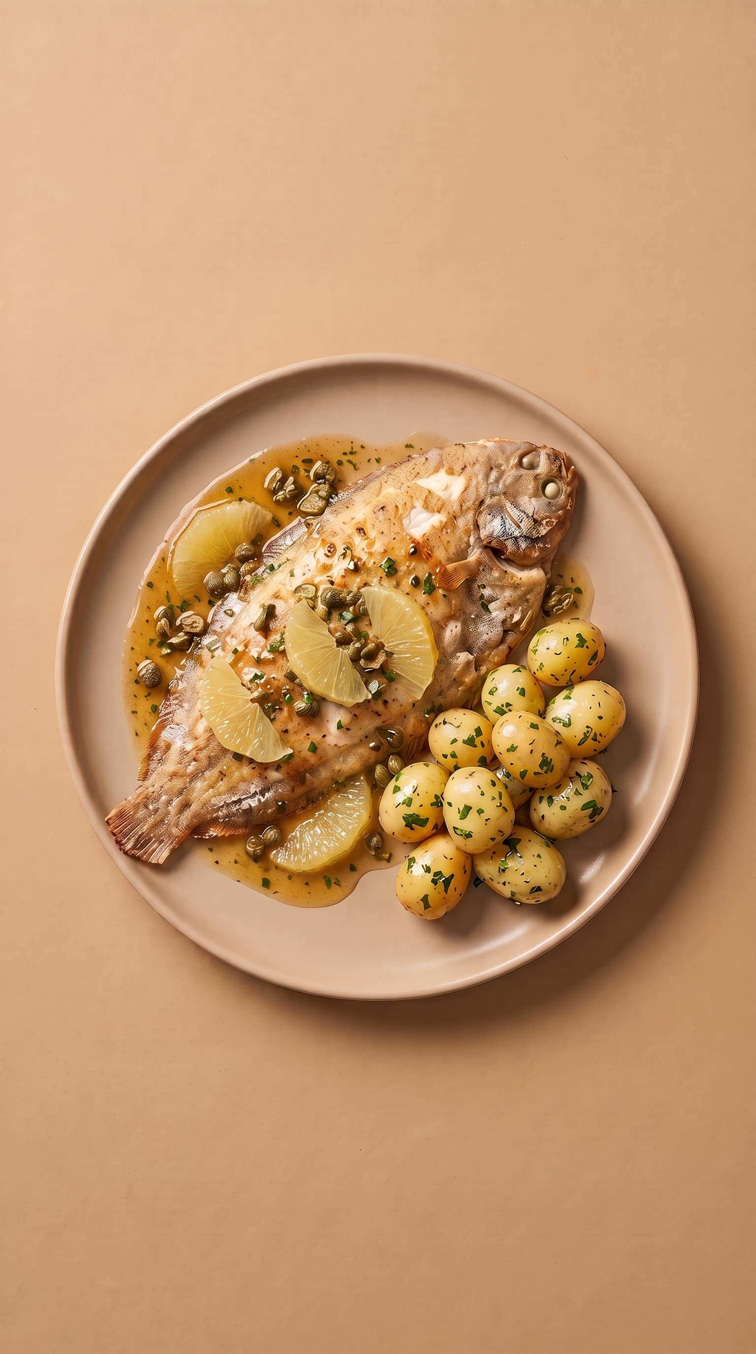 Recipe image: Sole Meunière Recipe with Lemon, Capers and Potatoes
