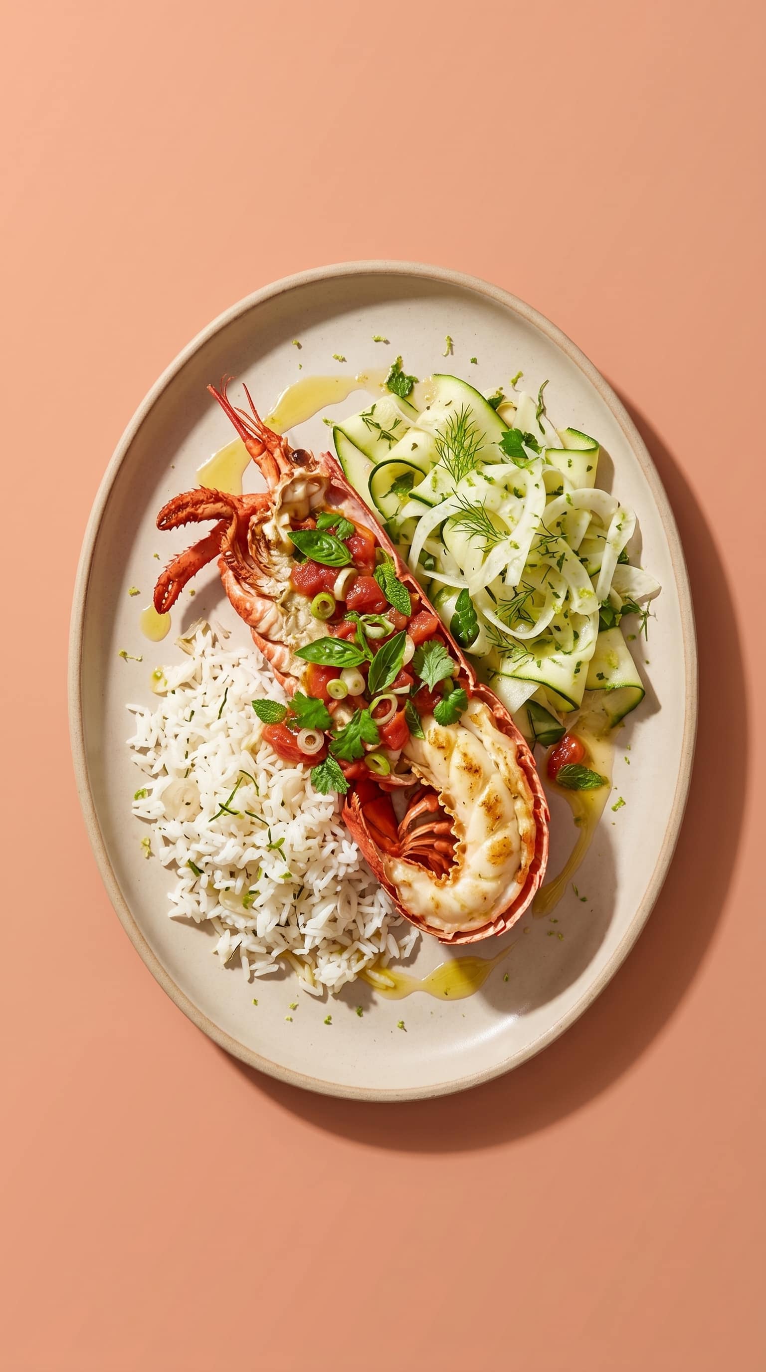 Recipe image: Roasted Lobster with Thai-Provençal Sauce and Jasmine Rice