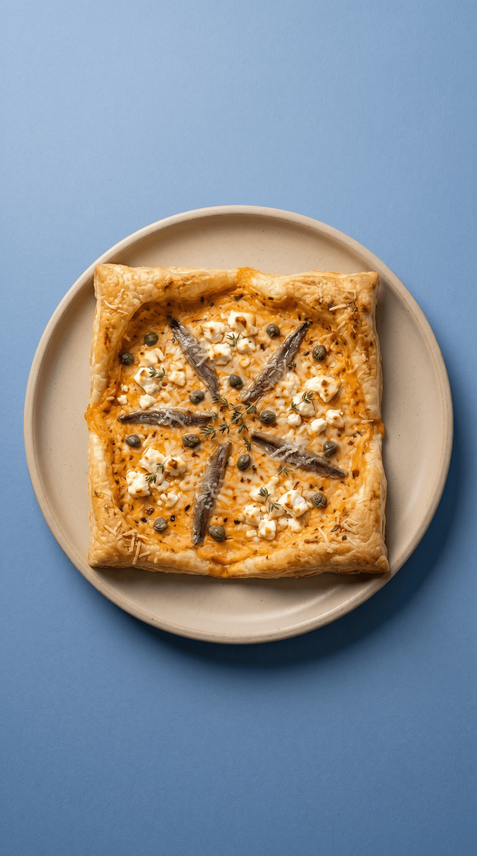 Belgian Goat Cheese and Anchovy Puff Tart