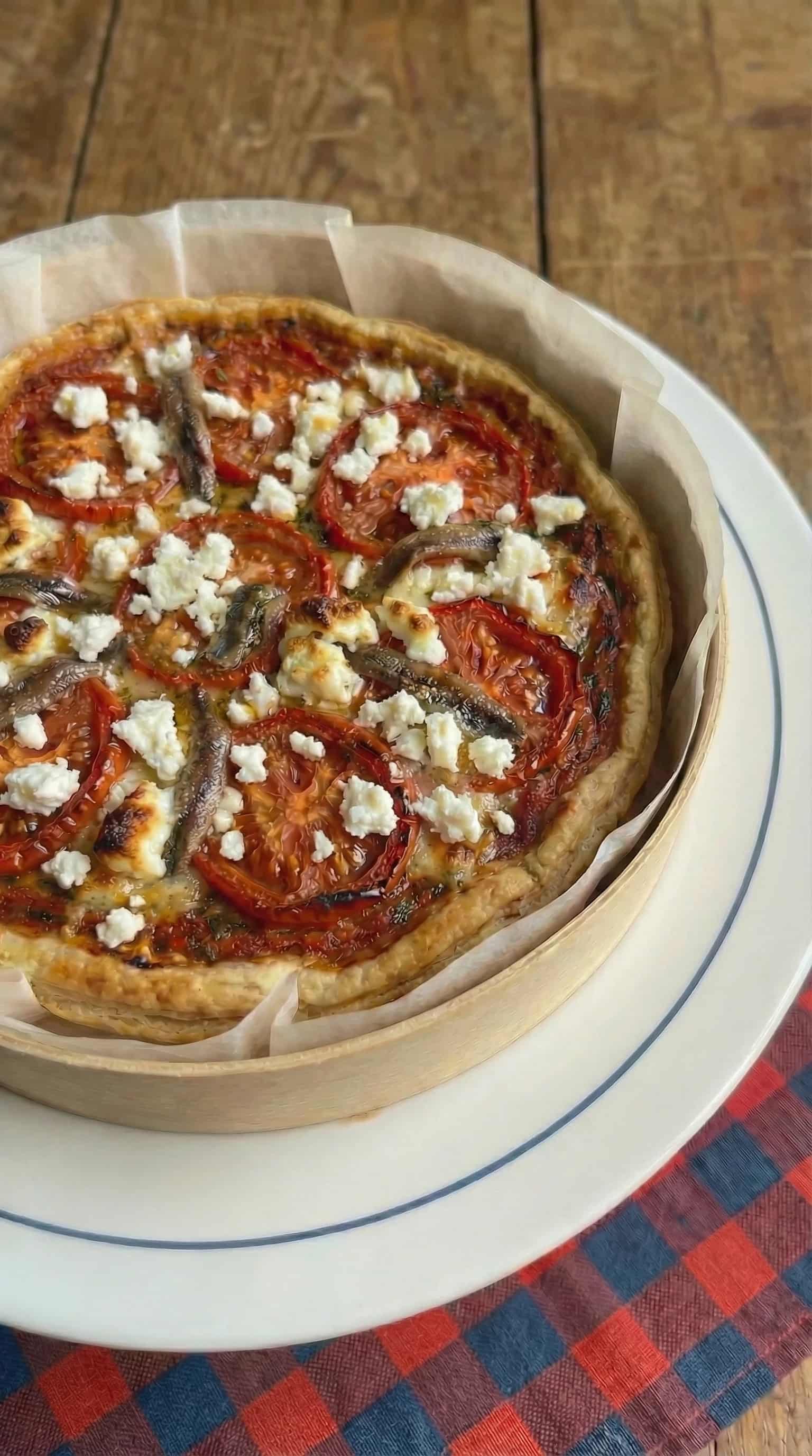 Tomato, Goat Cheese, and Anchovy Tart