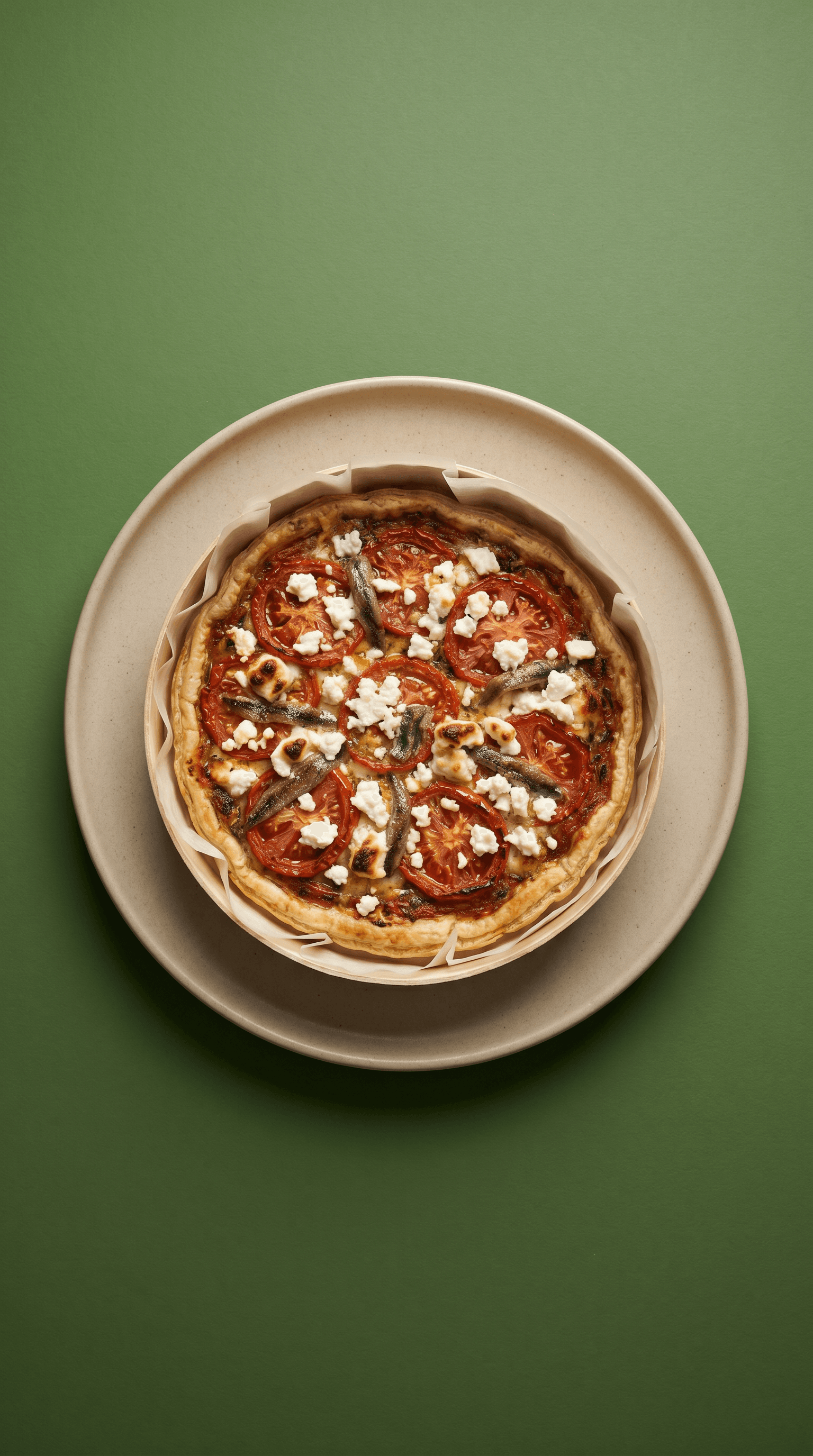 Provençal Tomato, Goat cheese and Anchovy Tart