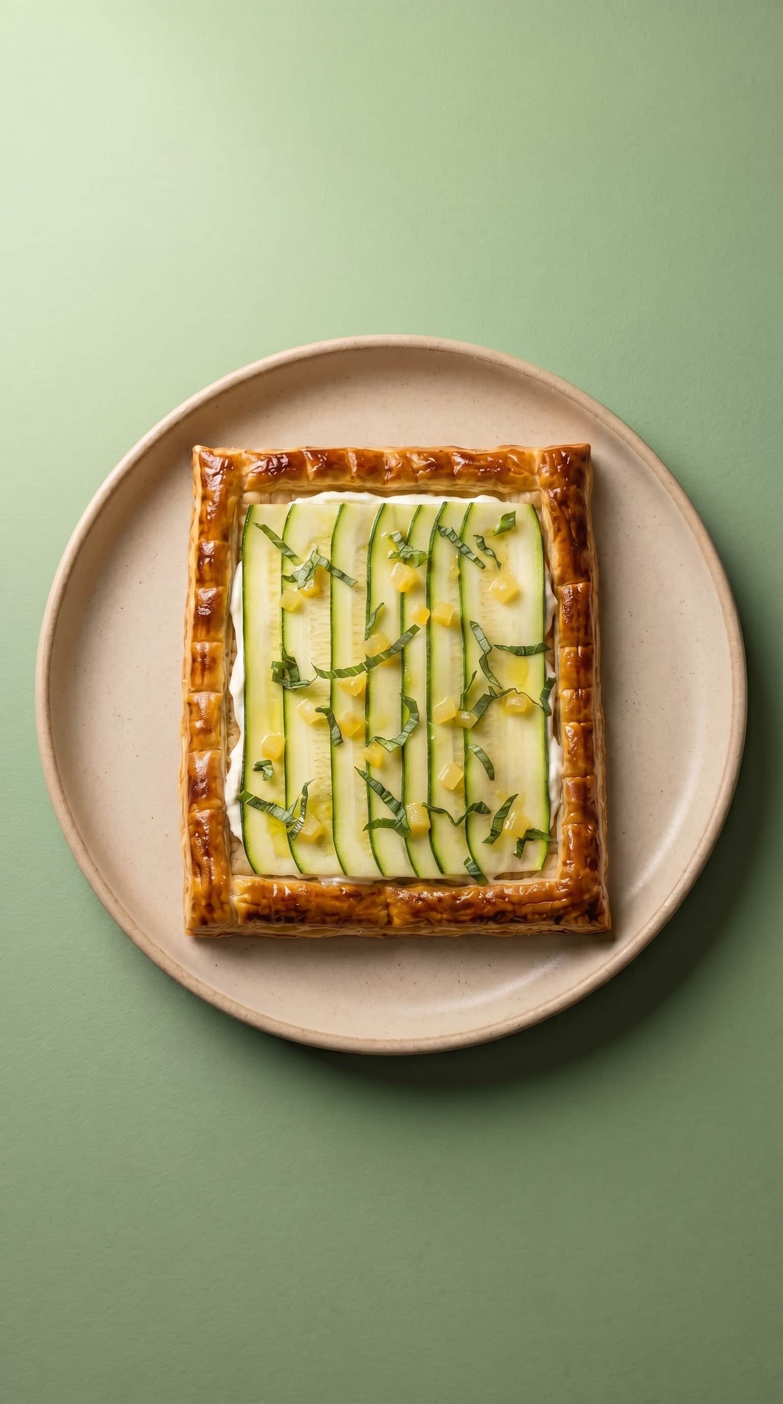 Courgette, Gemarineerde Citroen & Munt Aperitief Taart op St Moret Crèmebasis van Mr. Saucy