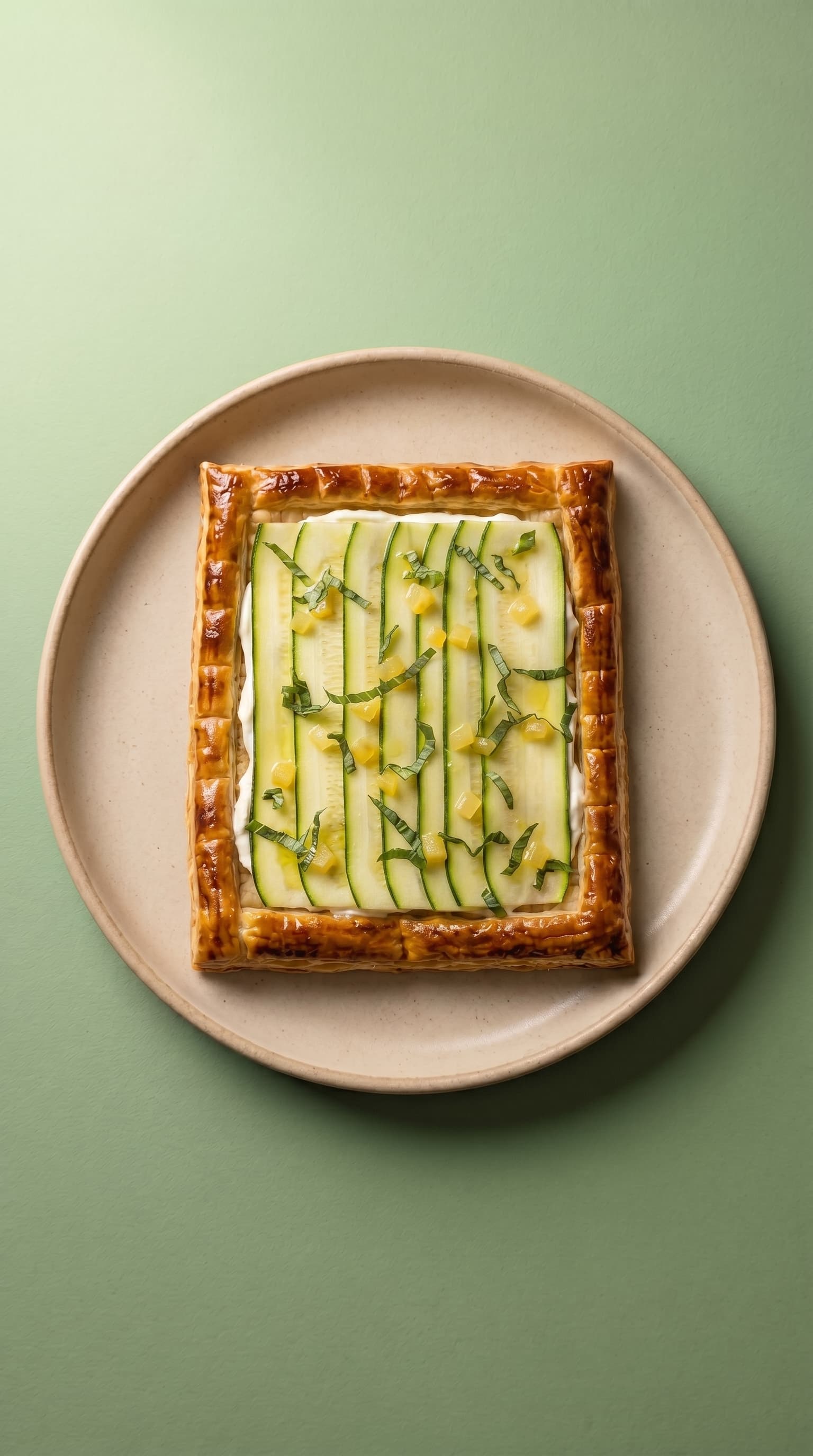 Tarte à la Courgette, Citron Confit et Menthe de Mr. Saucy, repas à domicile