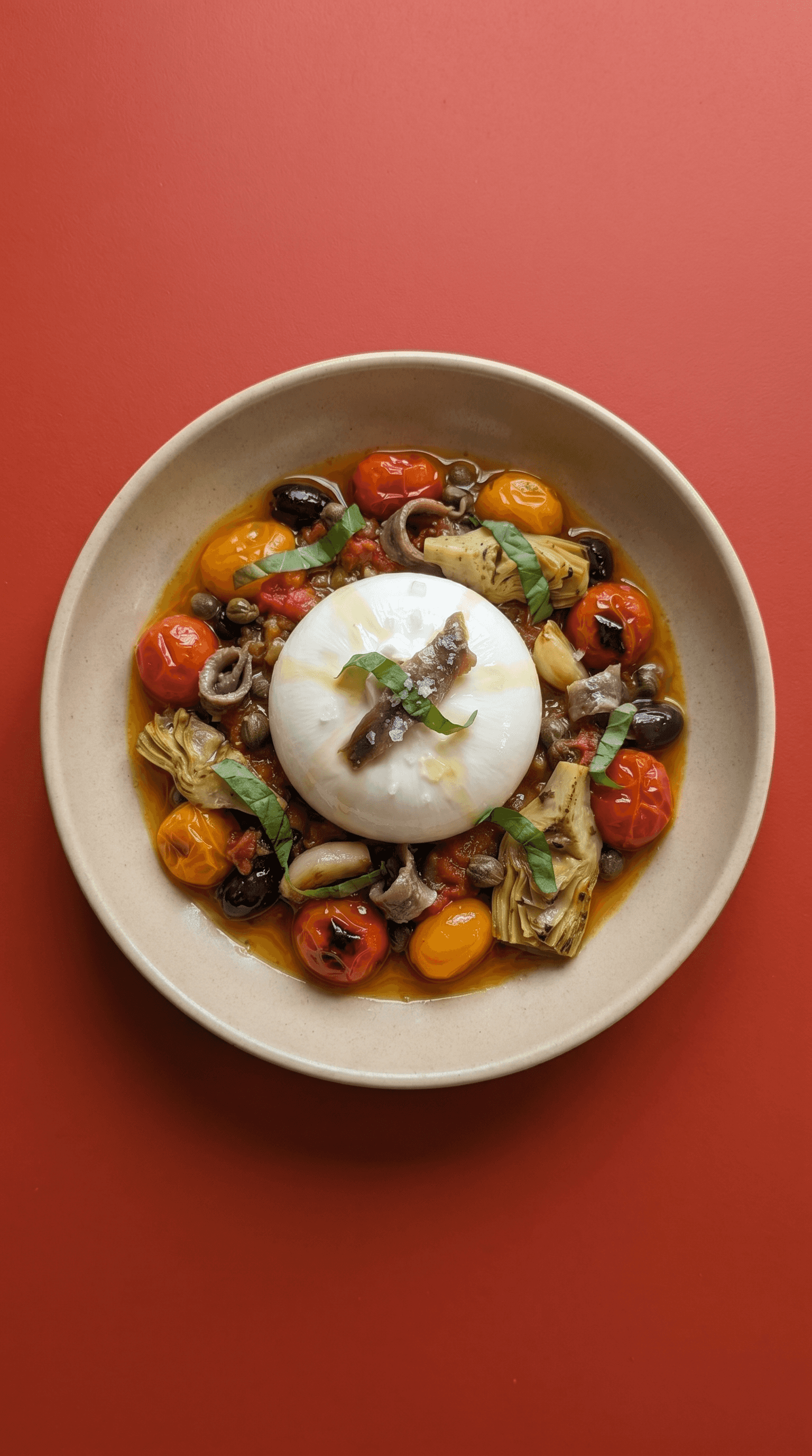 Recipe image: Whole Burrata alla Puttanesca