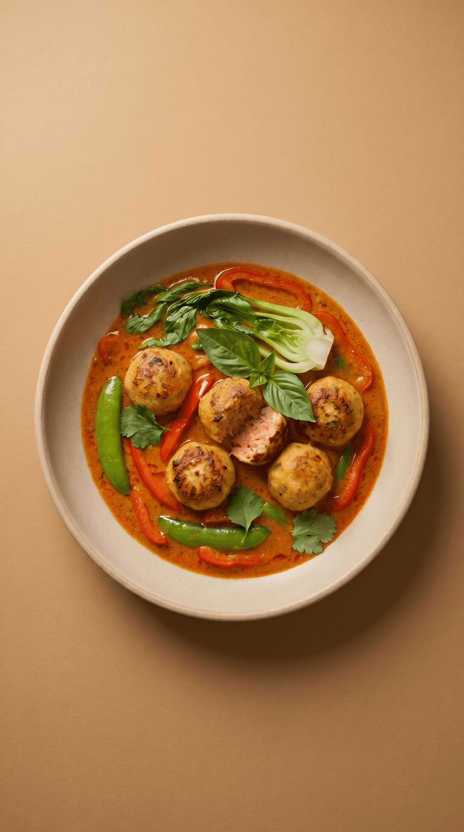Lemongrass-Infused Red Curry with Pan-Seared Fish Balls & Garden Aromatics de Mr. Saucy