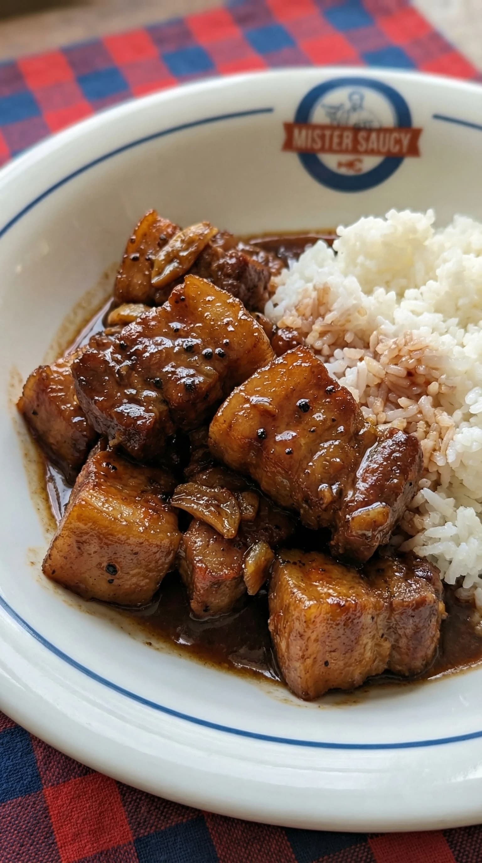Red Wine Infused Pork Adobo with Beurre Monté