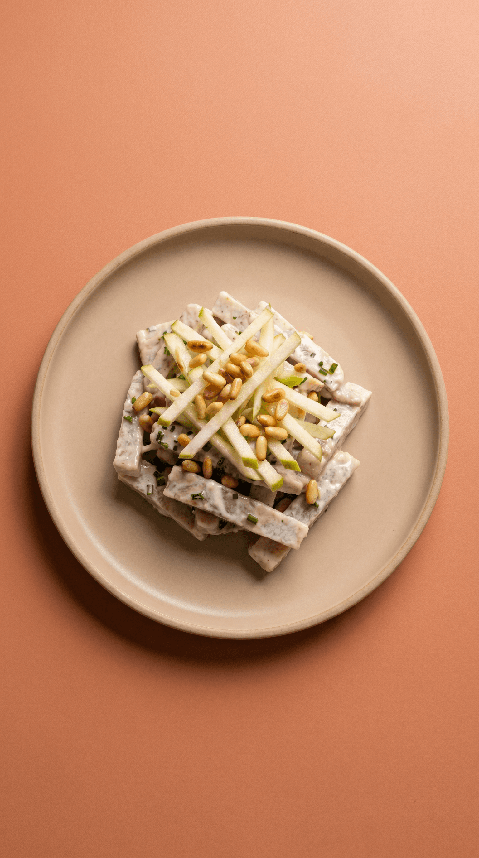 Miso-Cream Marinated Herring with Crisp Apple and Toasted Pine Nuts