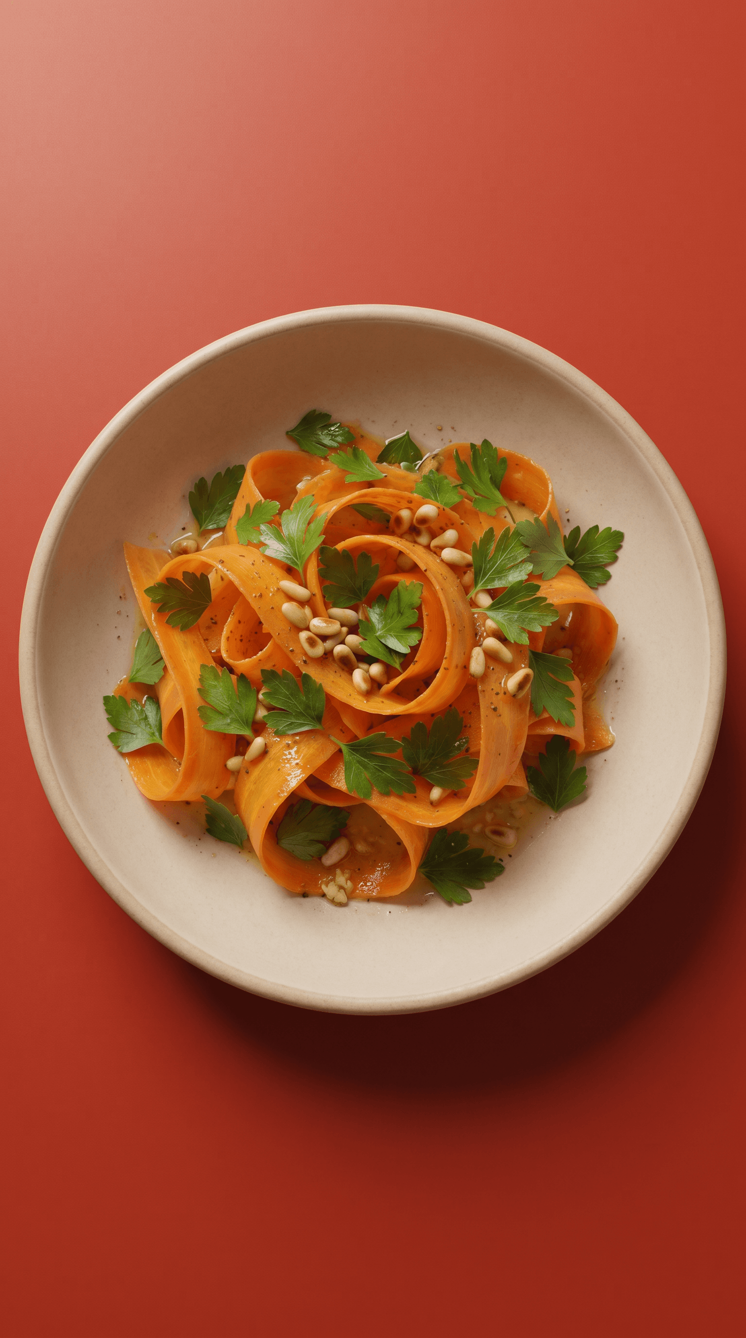 Recipe image: Algerian-Inspired Citrus Carrot Ribbon Salad with Cumin and Toasted Pine Nuts