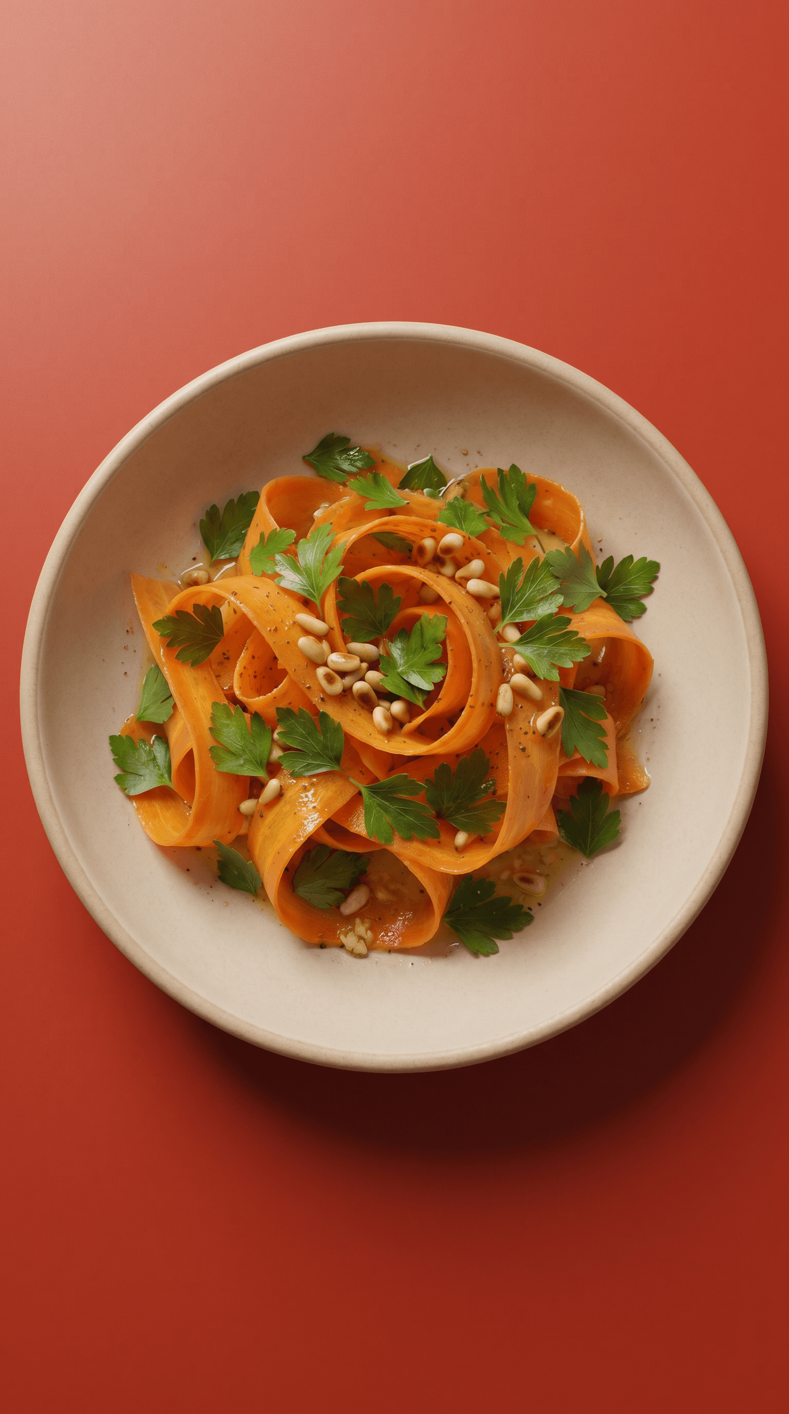 Algerian-Inspired Citrus Carrot Ribbon Salad with Cumin and Toasted Pine Nuts