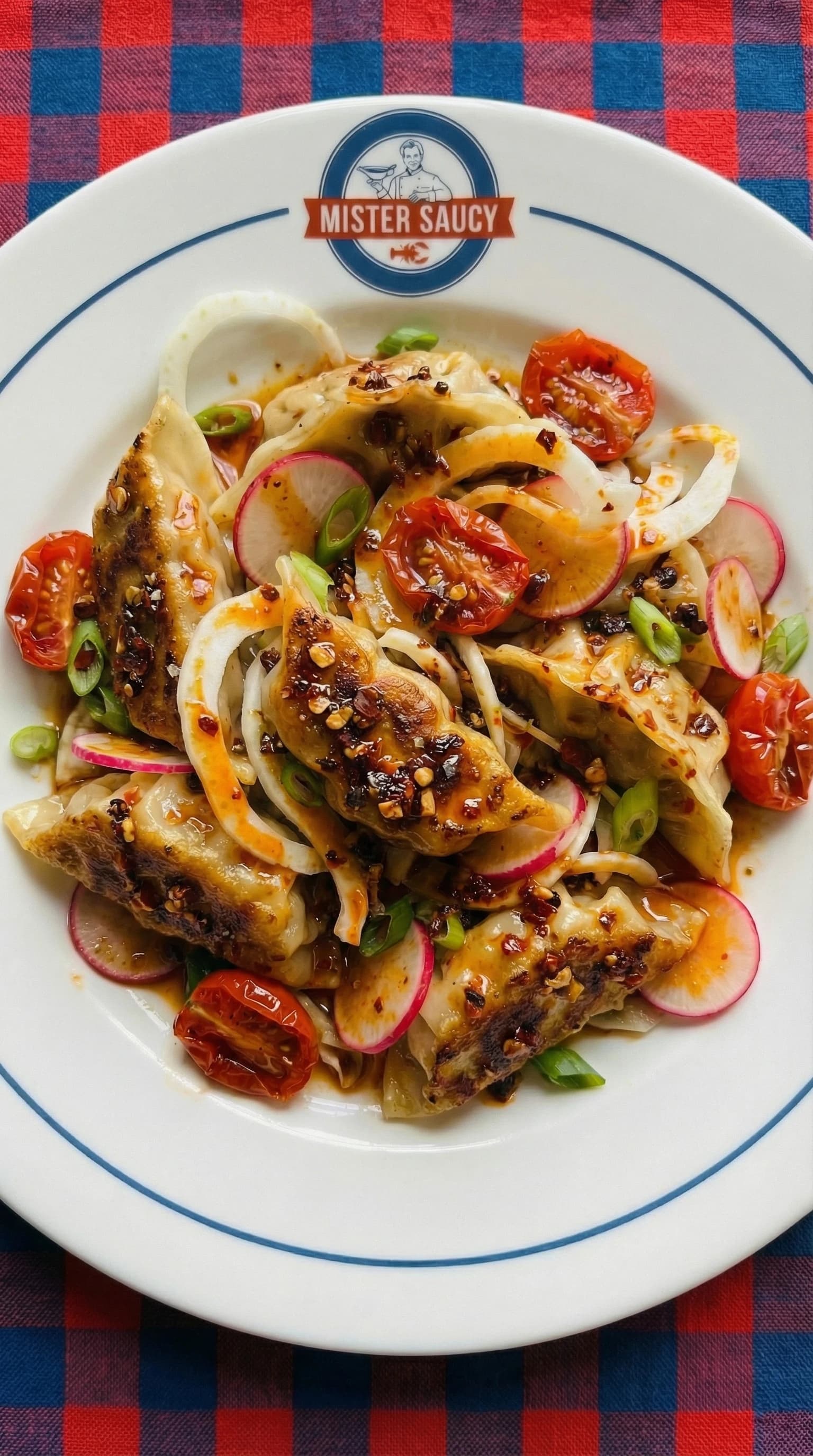 Product image: Veggie dumplings met Chili Crisp Salade