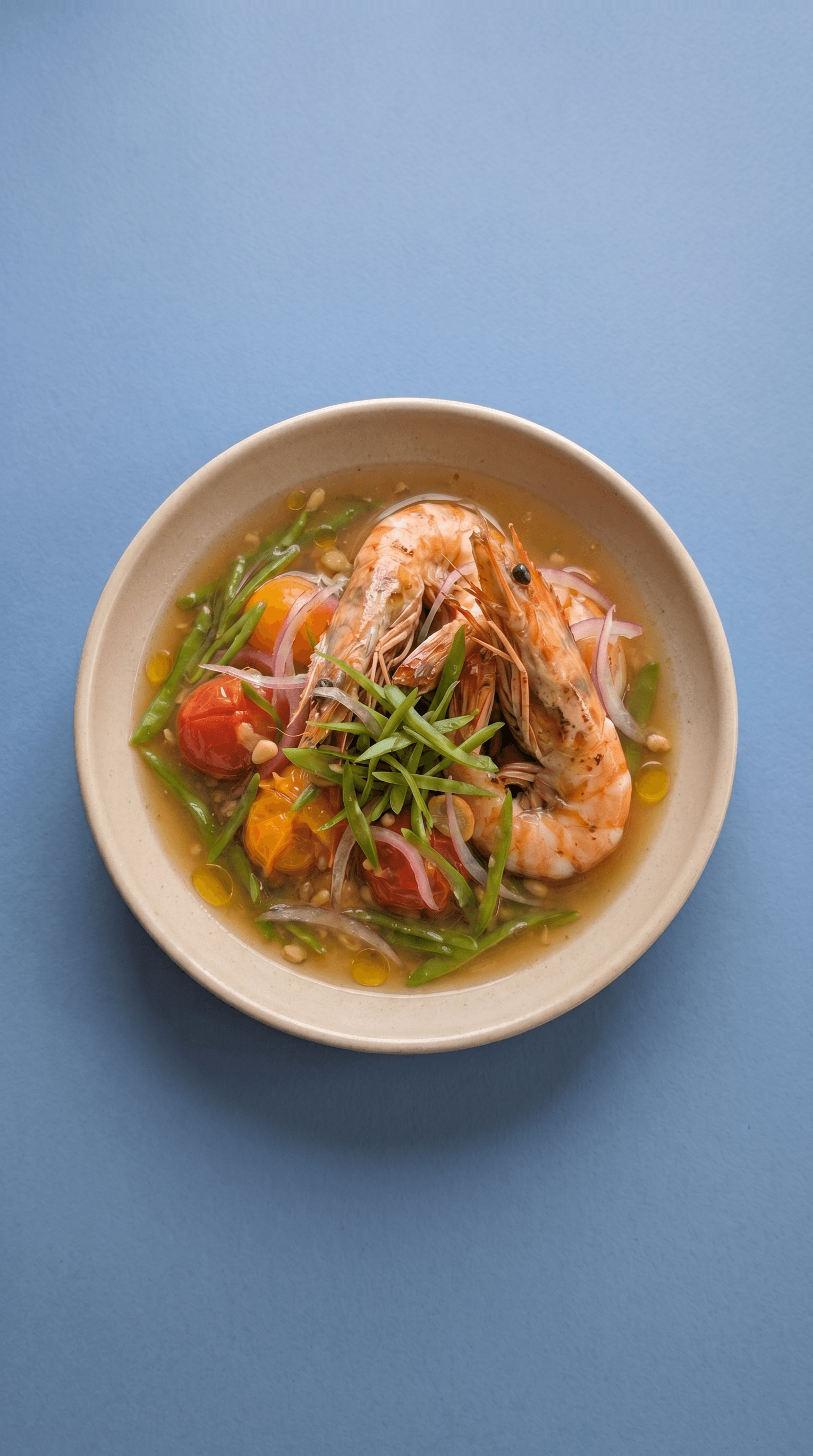 Gambas Snackées en Bouillon Style Sinigang