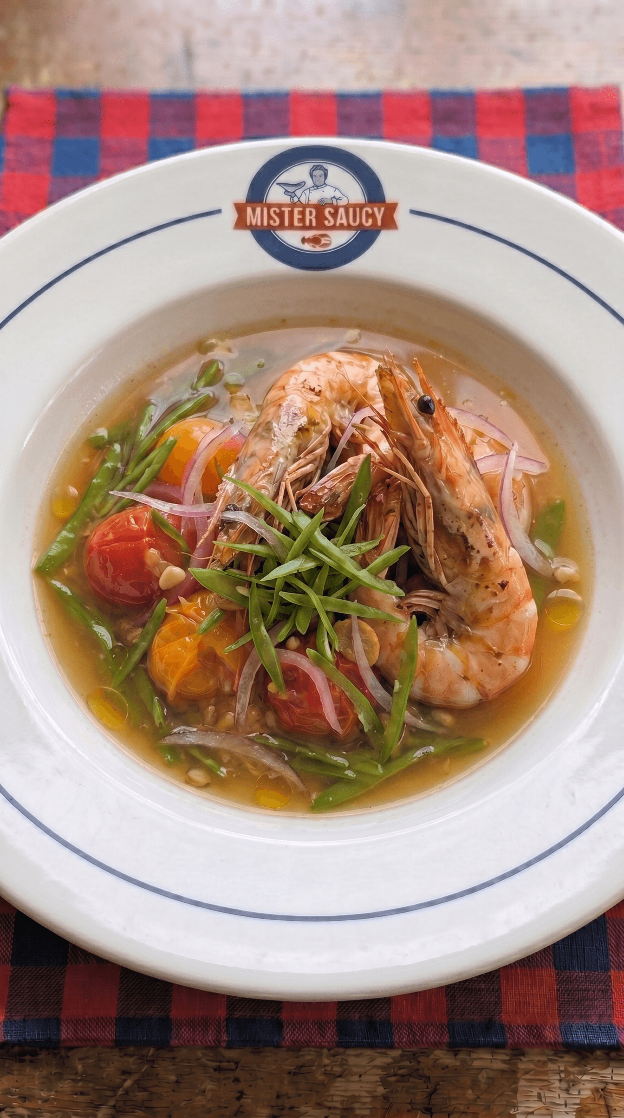 Gambas Snackées au Bouillon Sinigang