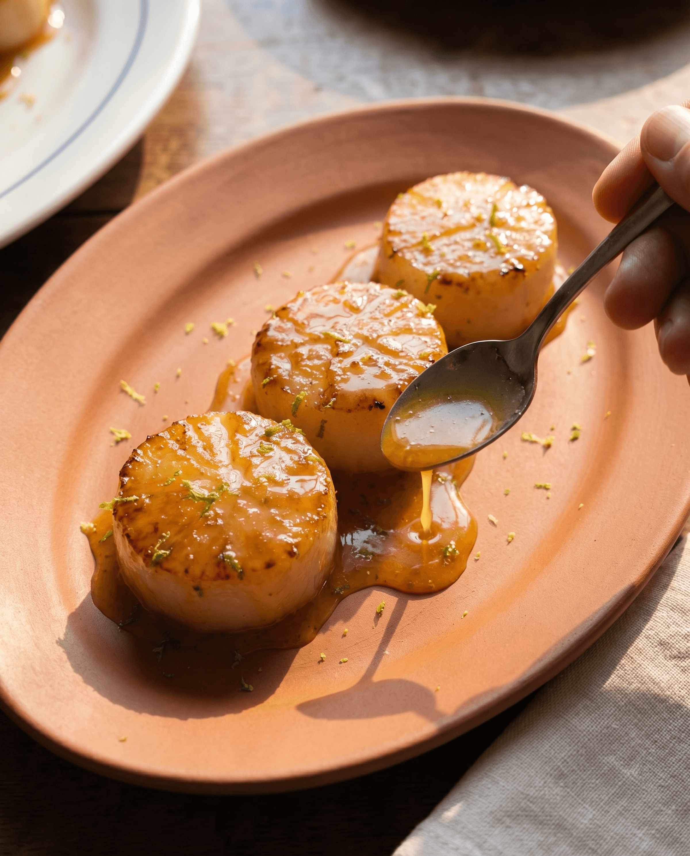 Seared Scallops with Lime-Butter Caramel Sauce