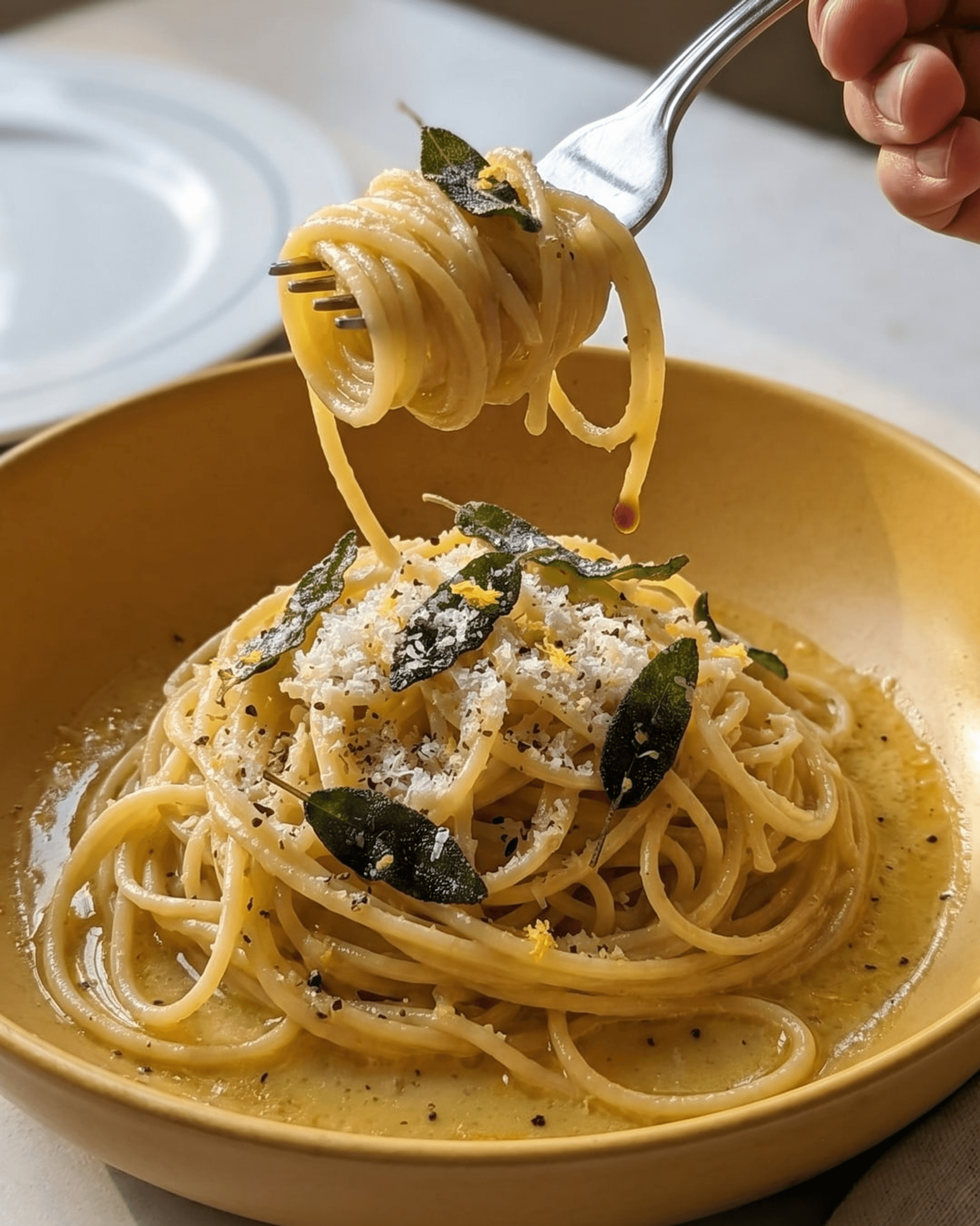 Spaghetti al Burro, Salvia Fritta e Limone