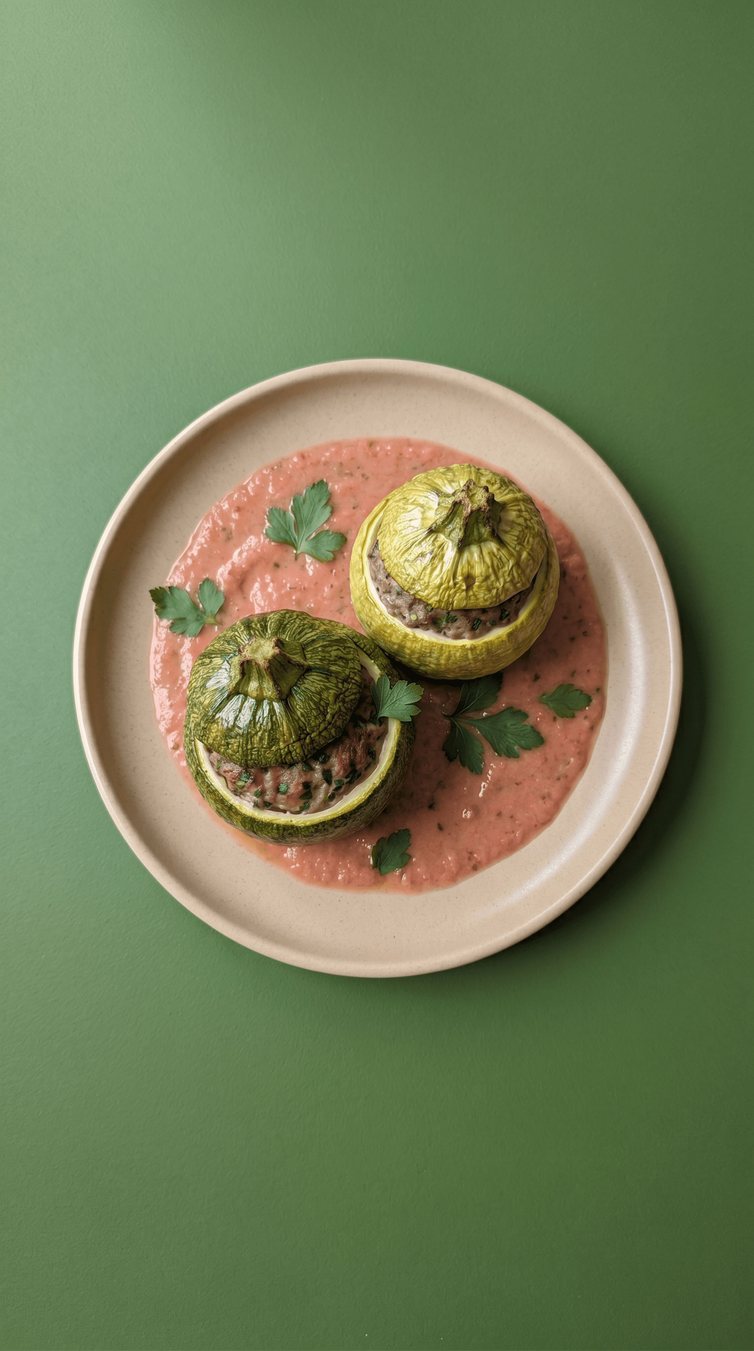 Courgettes Farcies, Sauce Tomate Brûlée