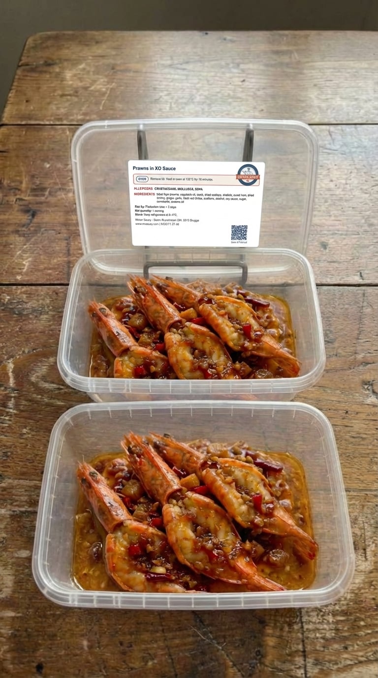 Wok-Seared Black Tiger Gambas with Homemade XO Sauce packaging