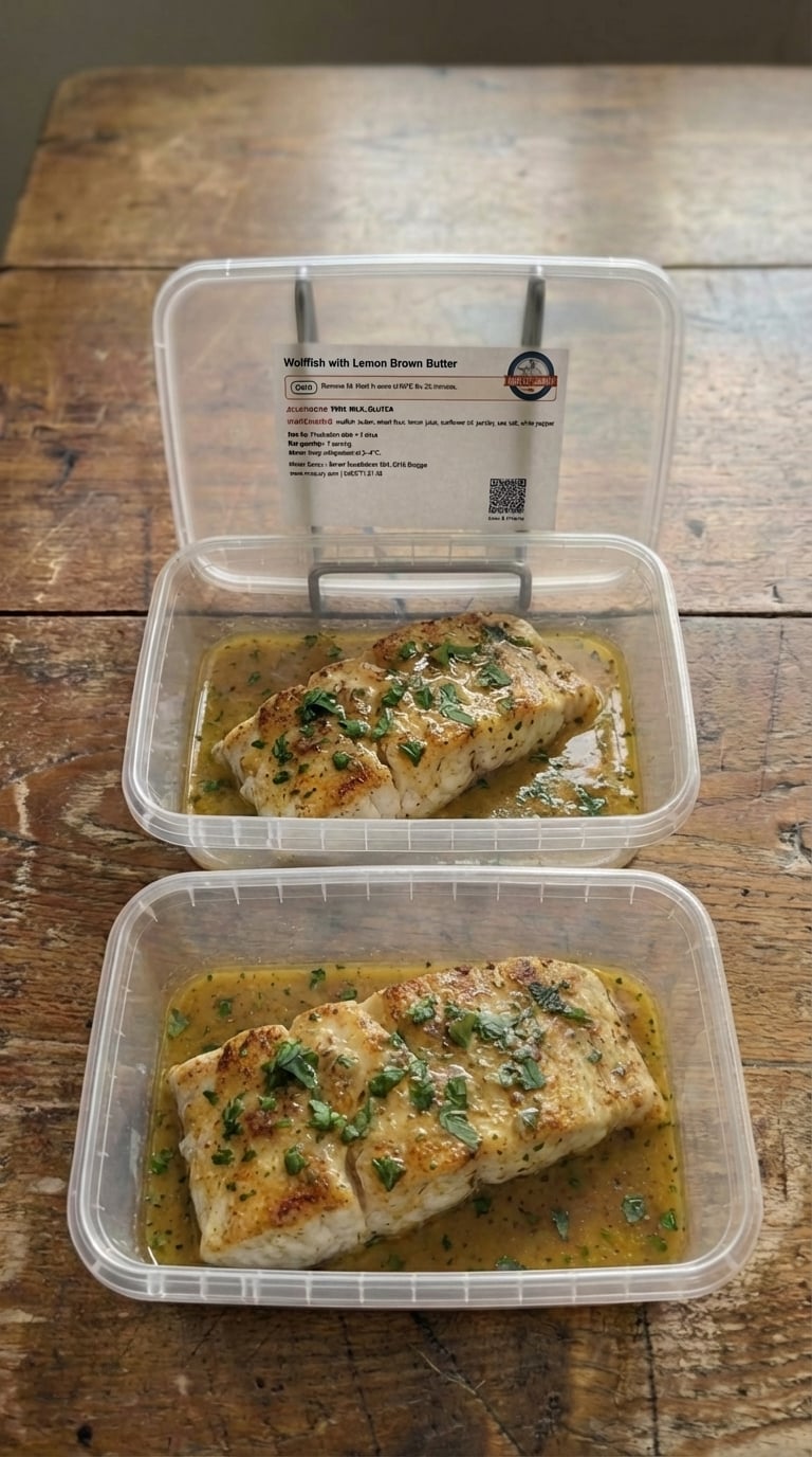 Pan-Seared Catfish Meunière with Lemon-Glazed Brown Butter packaging