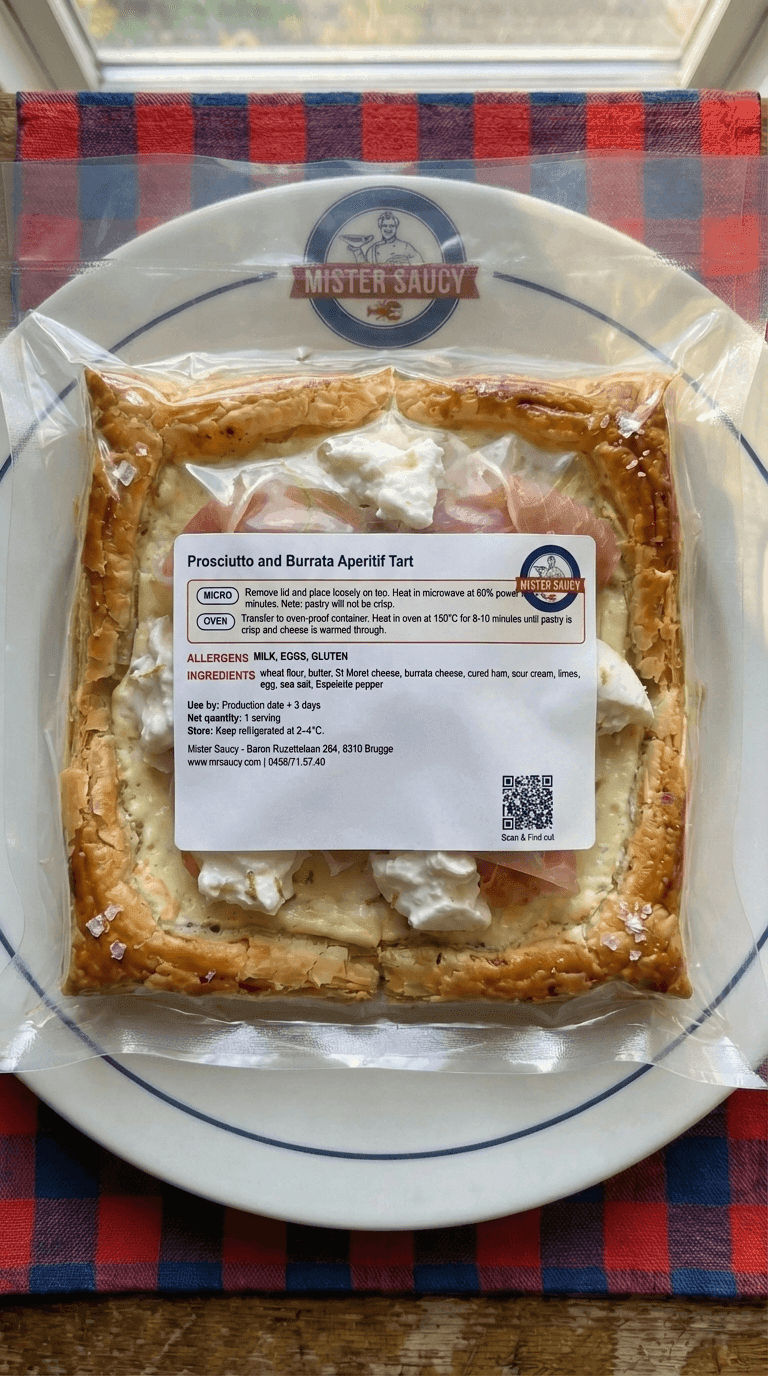 Belgische Kaas- en Hambladerdeegtaart packaging