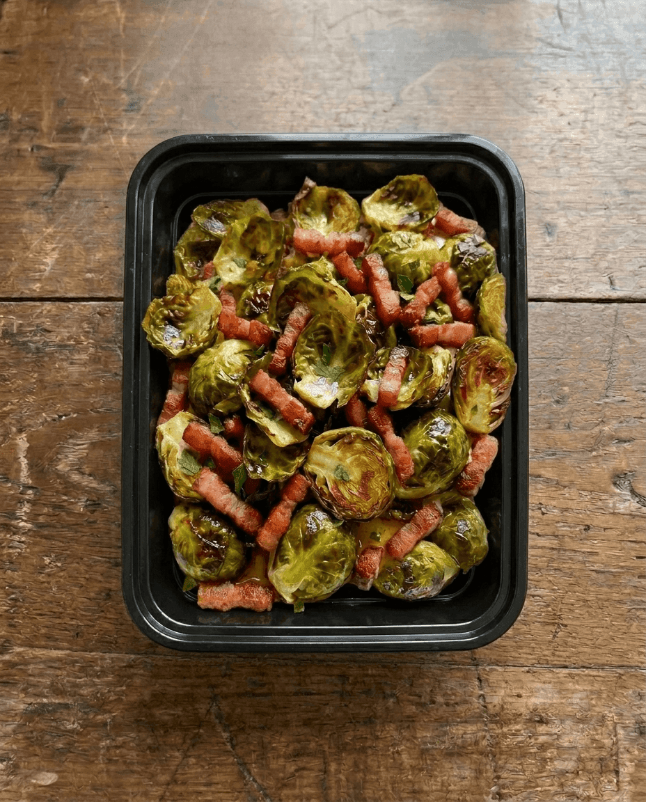 Rustic Lardon-Roasted Brussels Sprouts with Olive Oil and Butter packaging