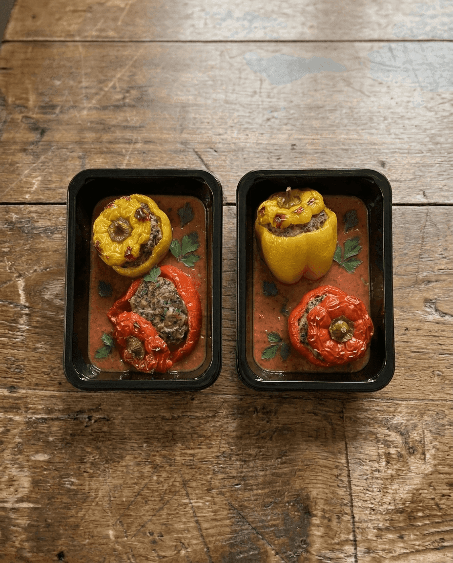 Poivrons Farcis met Geroosterde Tomatensaus packaging