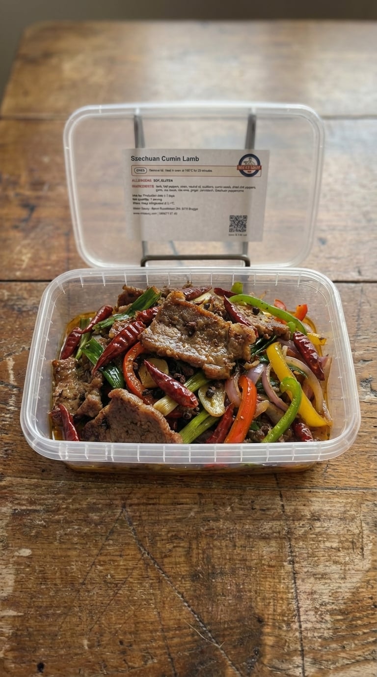 Szechuan Cumin Lamb with Peppers and Onions packaging