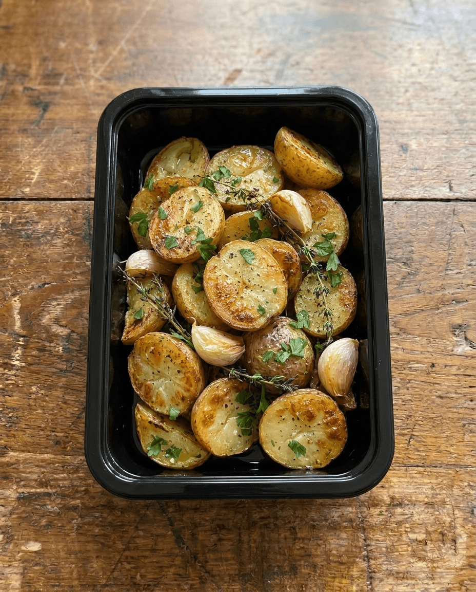 Rustic Pommes de Terre Grenailles with Confit Garlic and Thyme packaging