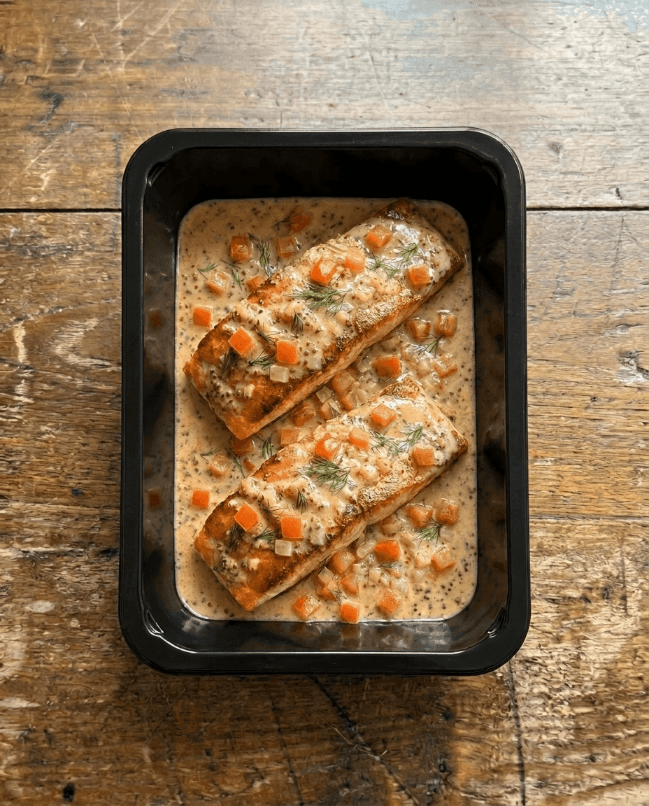 Grandmother's Heritage Roasted Salmon with Mustard-Tomato Cream Sauce packaging