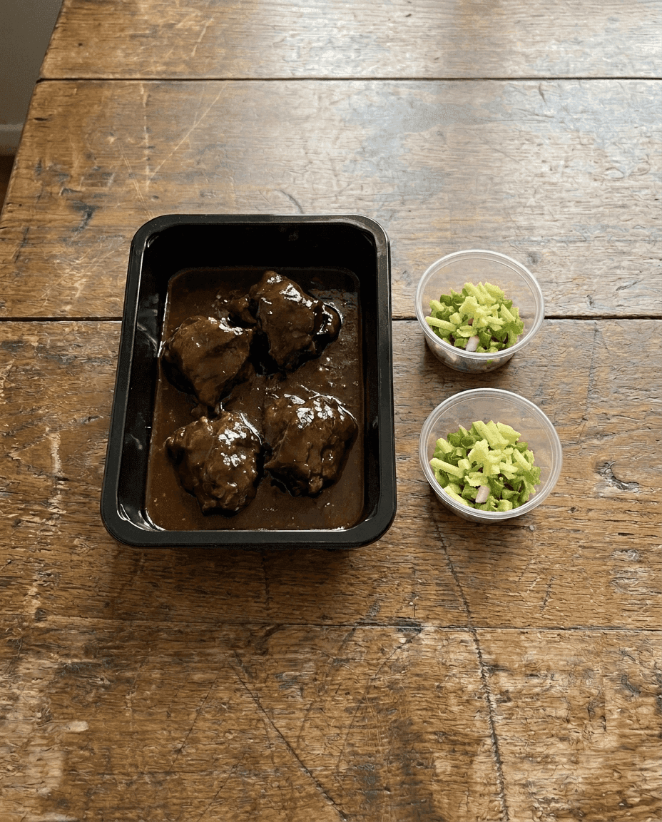 Gochujang-Braised Pork Cheeks 'Grand Veneur' with Ginger-Scallion Gremolata packaging