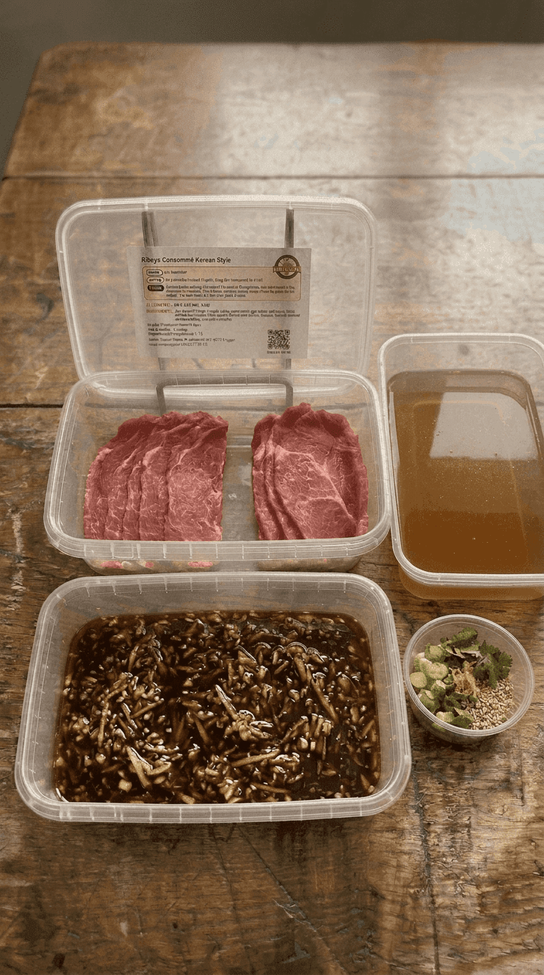 Shabu-Jeongol Doré au Rumsteck Émincé Mariné au Gingembre et à l'Ail packaging