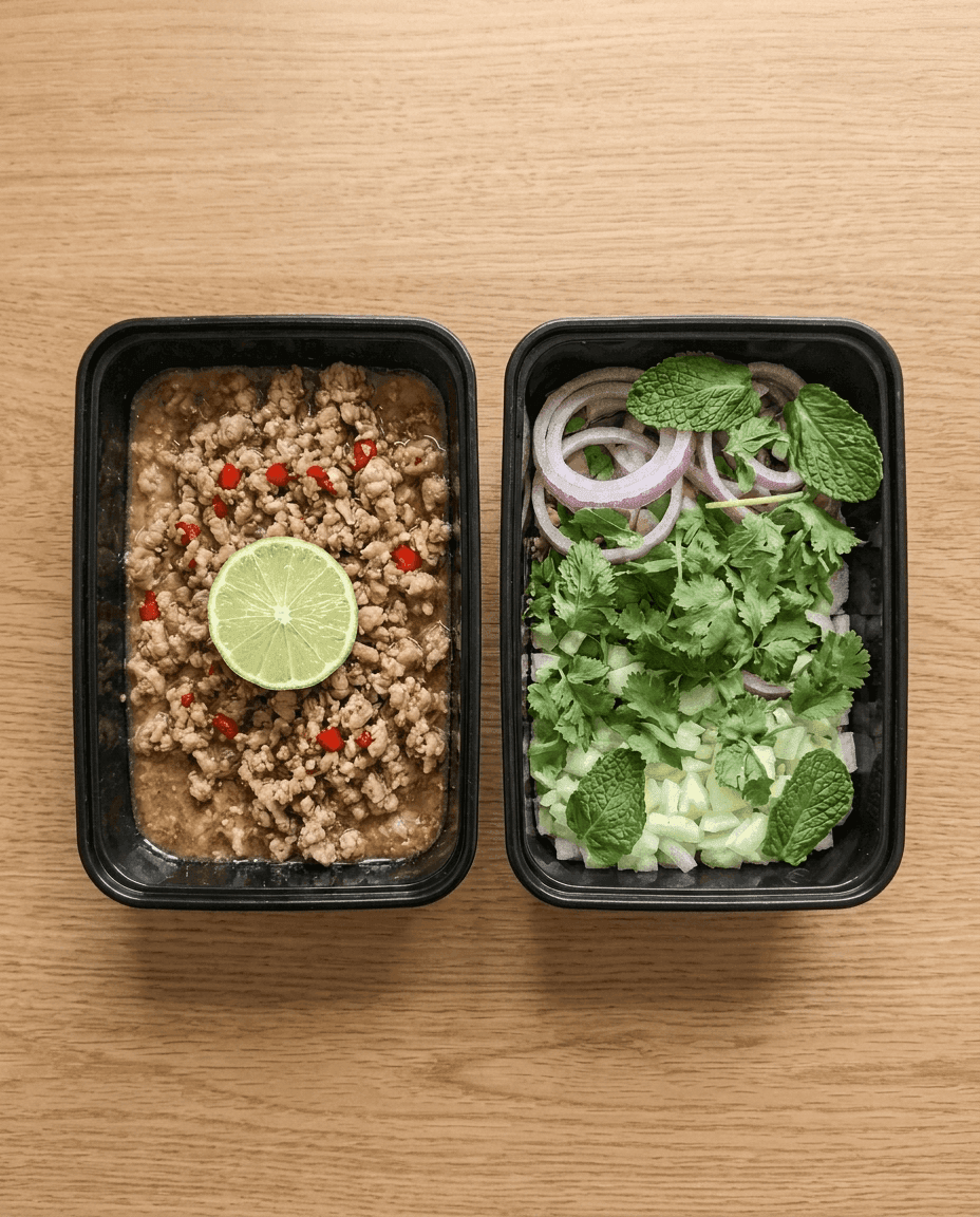 Spicy Minced Pork Salad (Larb Moo) de Mr. Saucy packaging