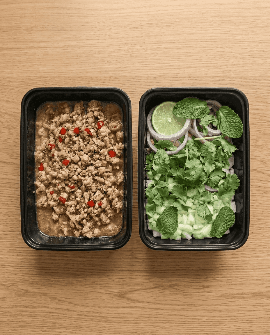 Spicy Minced Pork Salad (Larb Moo) de Mr. Saucy packaging