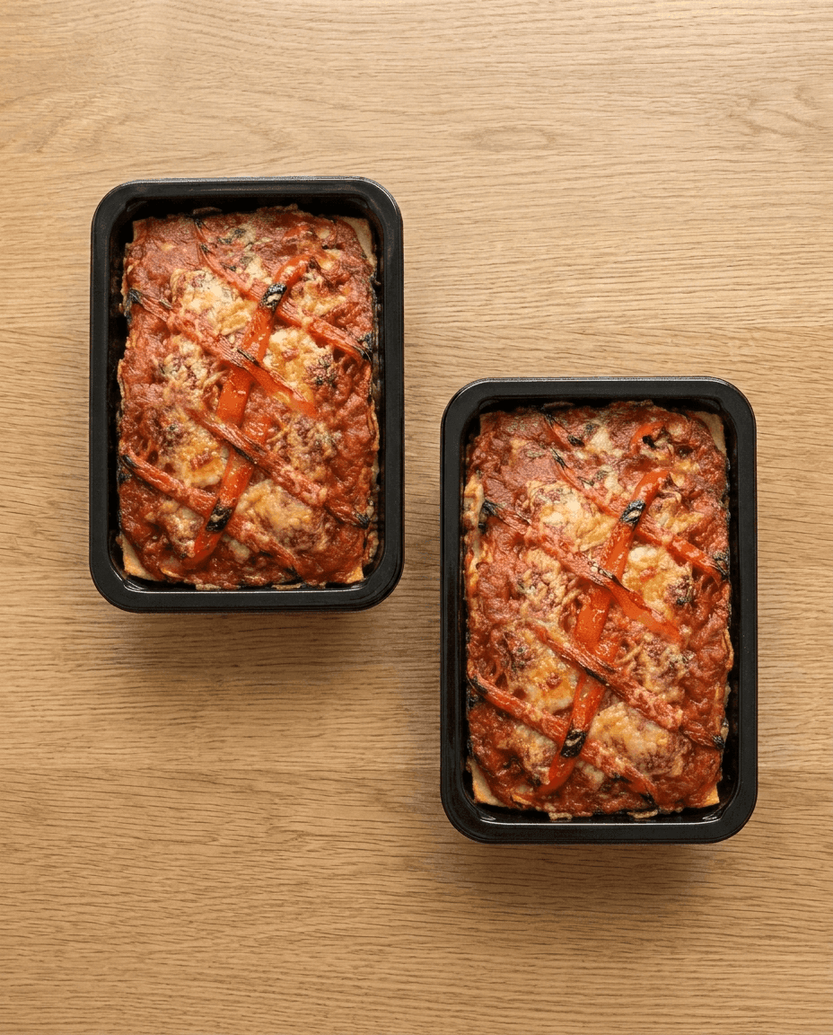 Gelaagde Gratin met Geroosterde Paprika's en Tomatensaus van Mr. Saucy packaging