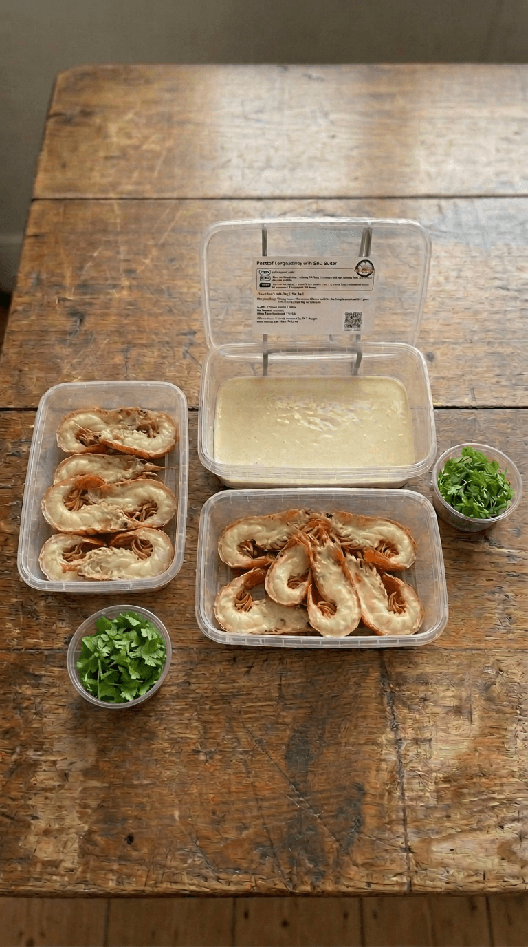 Oven-Roasted Langoustines with Reheatable Saké-Shellfish Beurre Blanc packaging