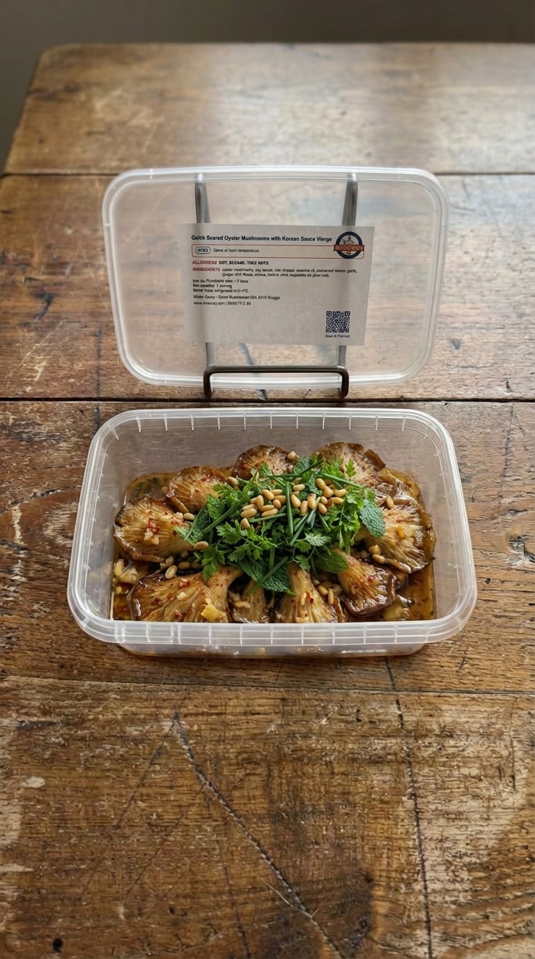 Quick Seared Oyster Mushrooms with Korean Sauce Vierge packaging