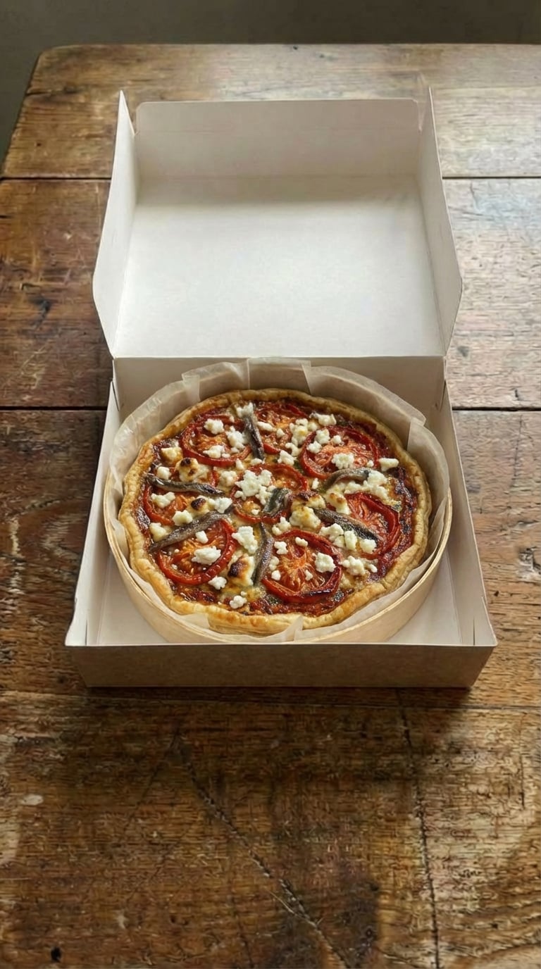 Provençal Tomato and Anchovy Tart with Parmesan Barrier packaging