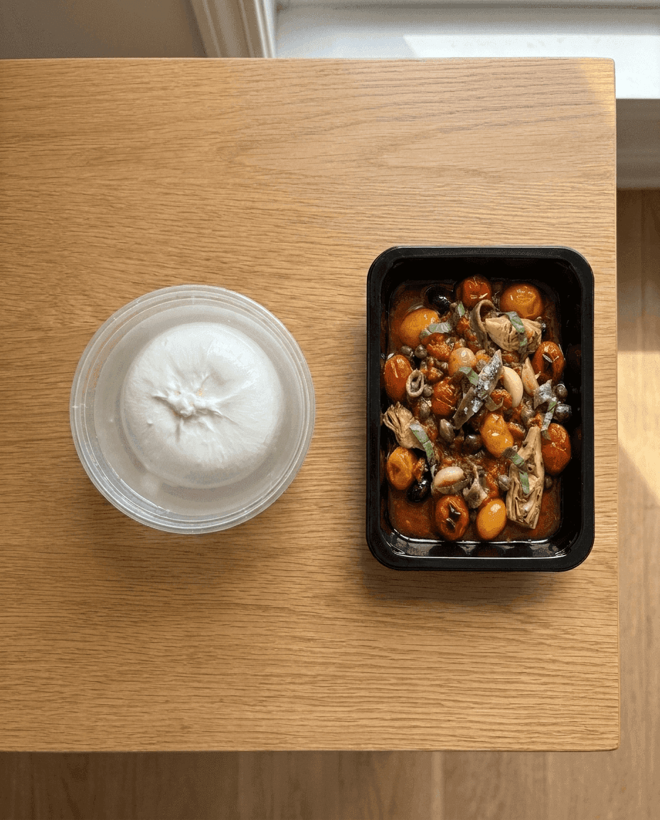 Burrata Entière à la Puttanesca packaging