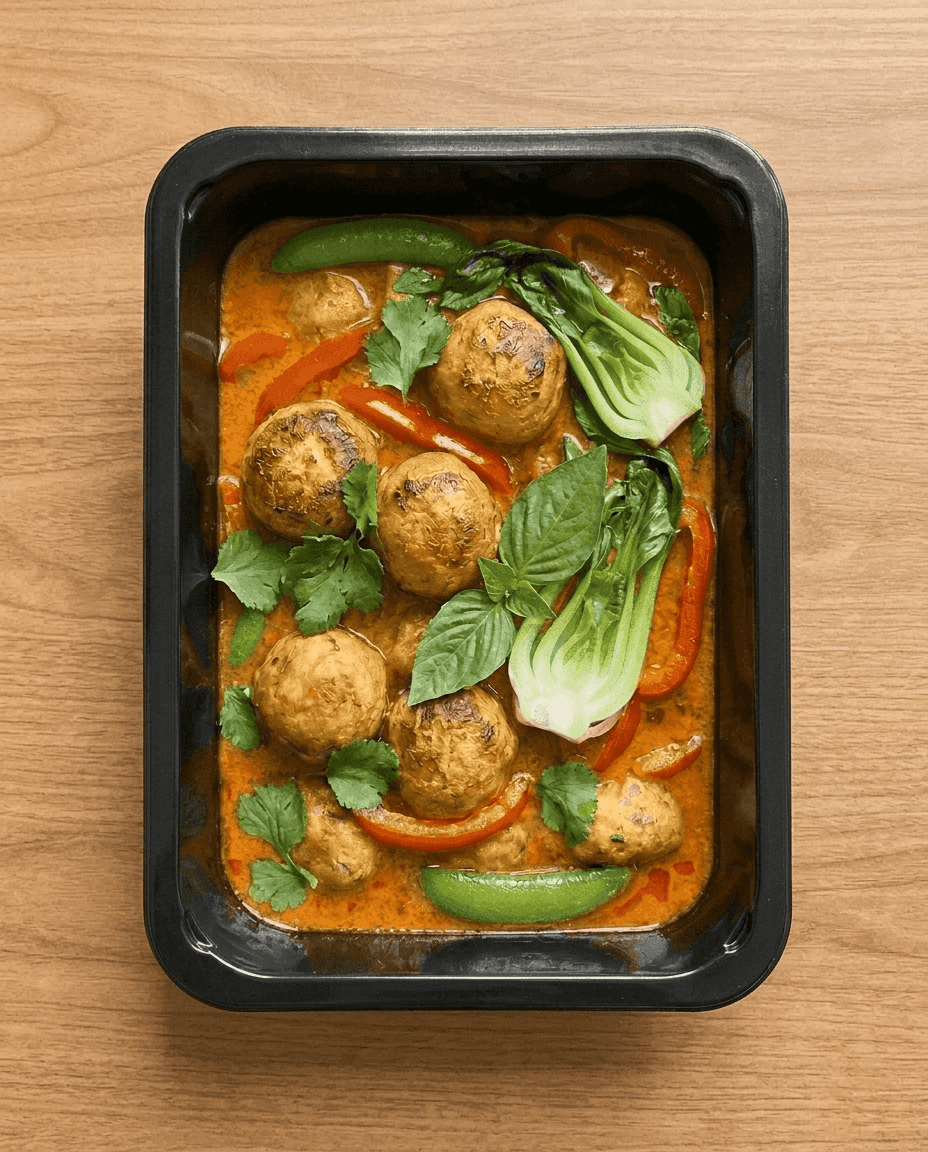 Lemongrass-Infused Red Curry with Pan-Seared Fish Balls & Garden Aromatics de Mr. Saucy packaging